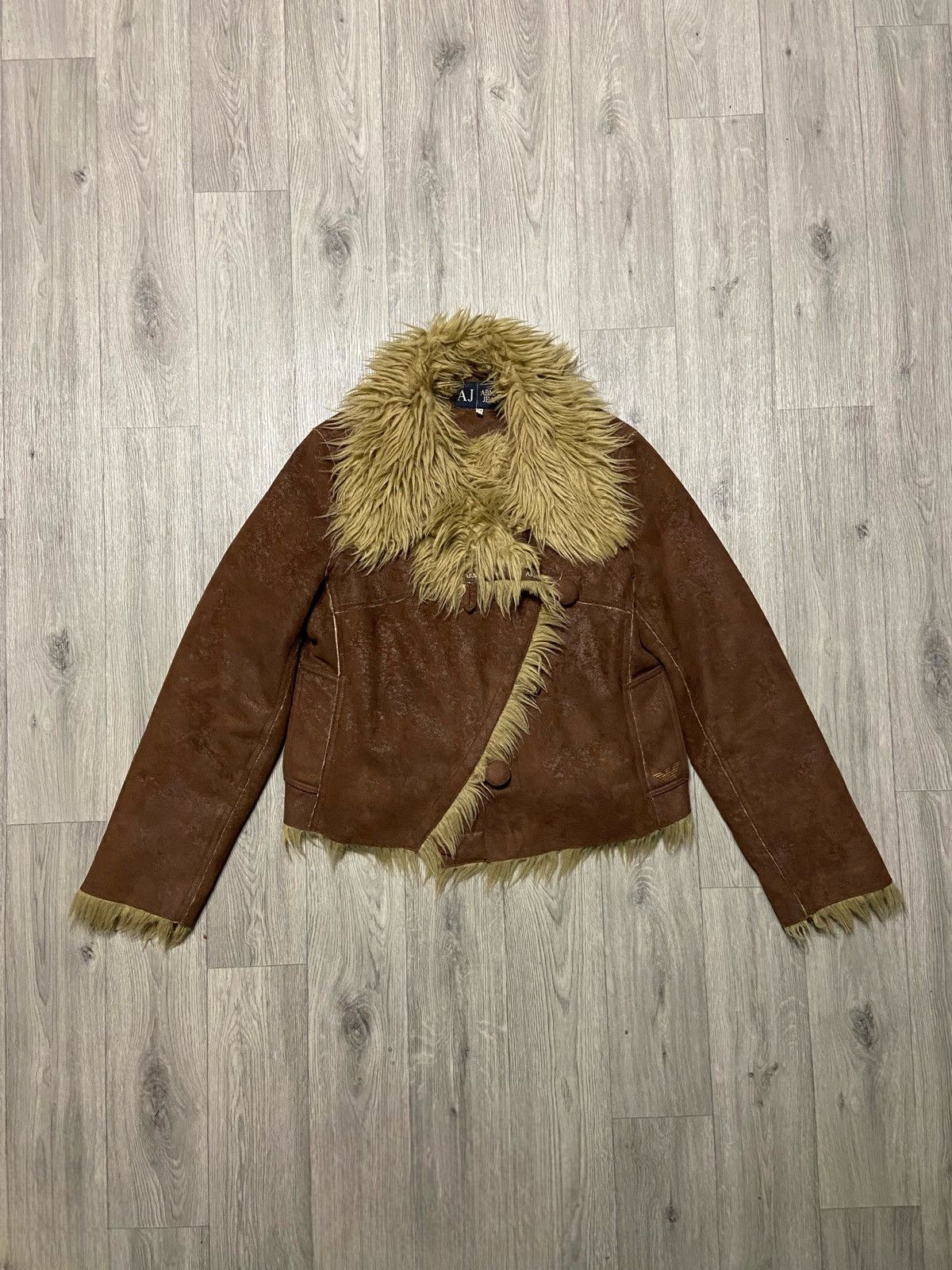 Fur Armani Shearling Jacket Vintage Armani Jeans Leather Fur Fuzzy