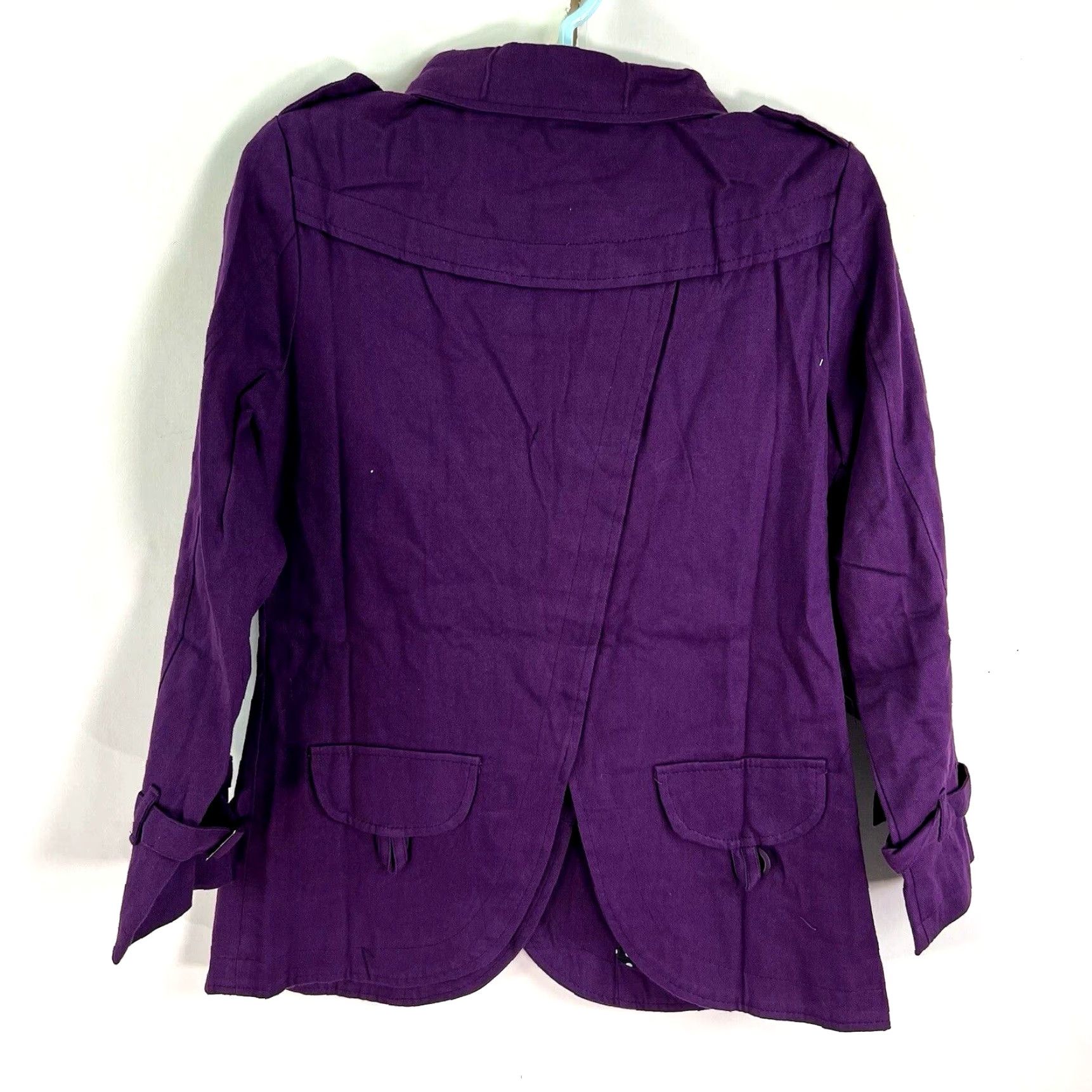 Max Mara VINTAGE Max Mara Trench Coat Jacket Short Women's M Purple Cotton Blend Classic Designer Italy Fall Spring Size 32" / US 10 / IT 46 - 7 Thumbnail