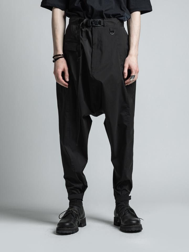 image of The Viridi Anne Olmetex Waterproof Breathable Drop Crotch Sarrouel Pants in Charcoal Black (Size 31