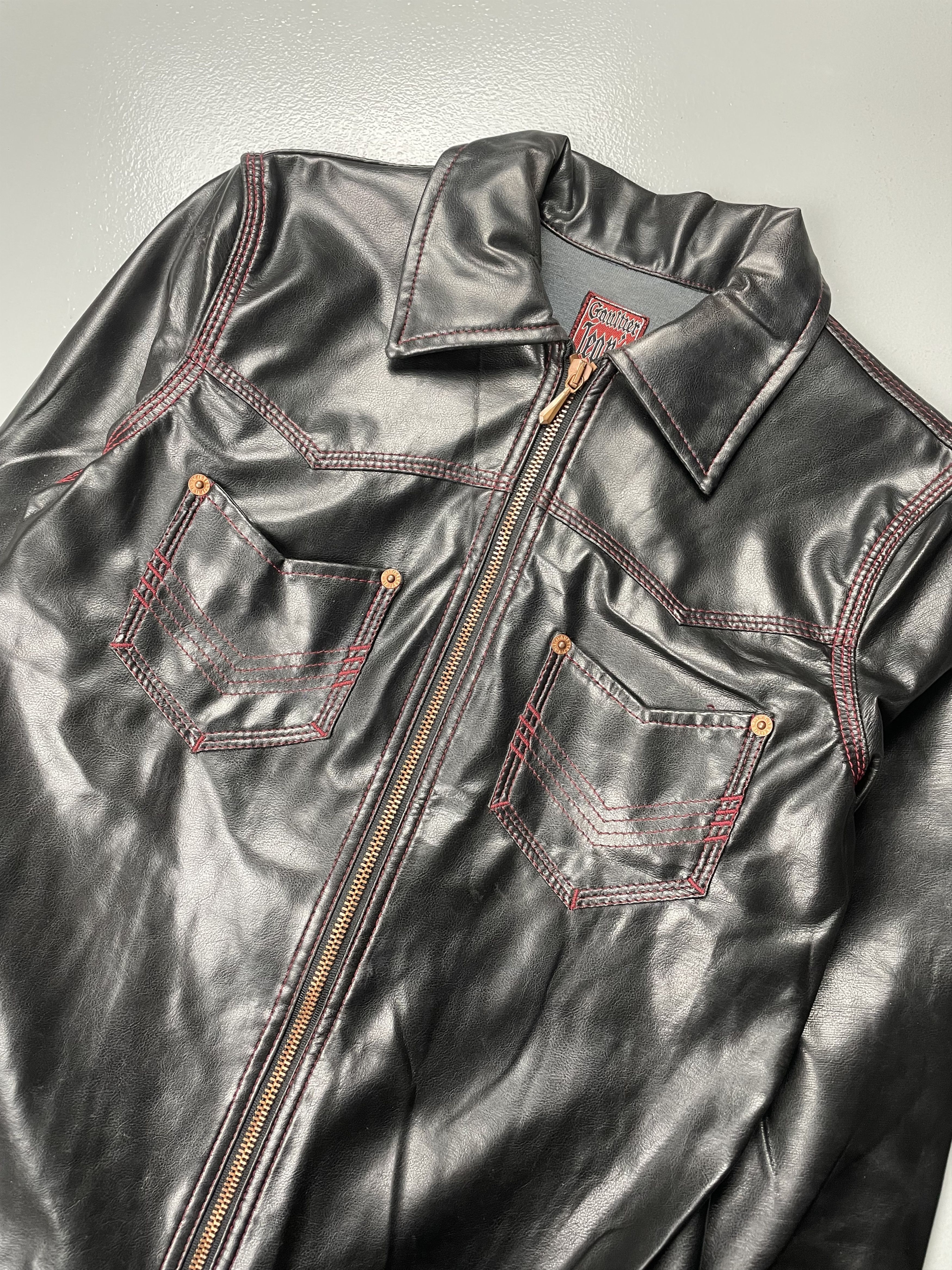 Jean Paul Gaultier vintage Gaultier Jean's faux leather zip-up shirt Size XS / US 0-2 / IT 36-38 - 5 Thumbnail