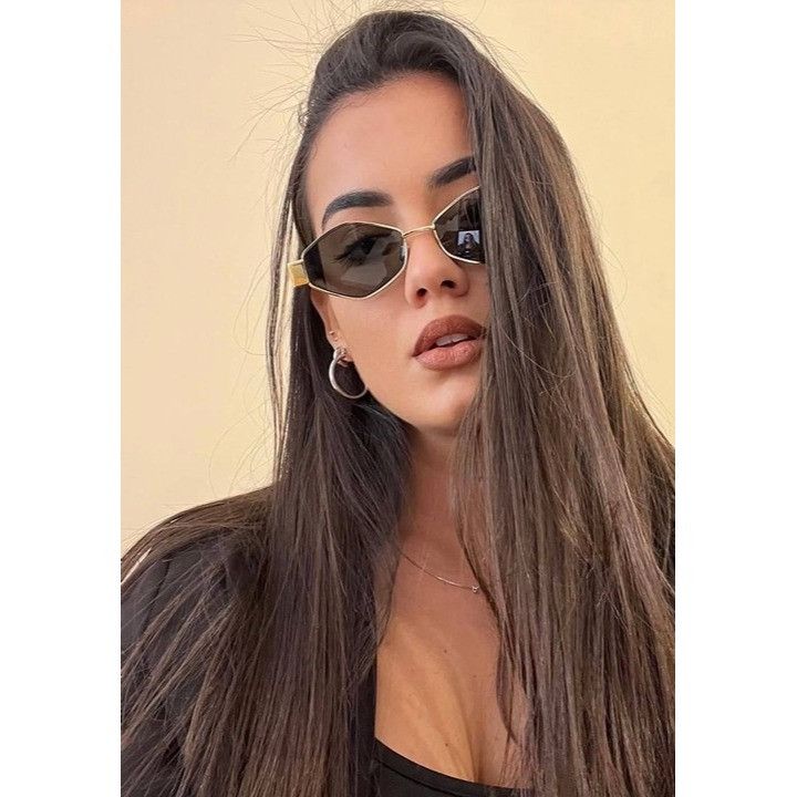 Celine Celine CL40254U 30N Sunglasses Gold Geometric Frame Size ONE SIZE - 6 Thumbnail