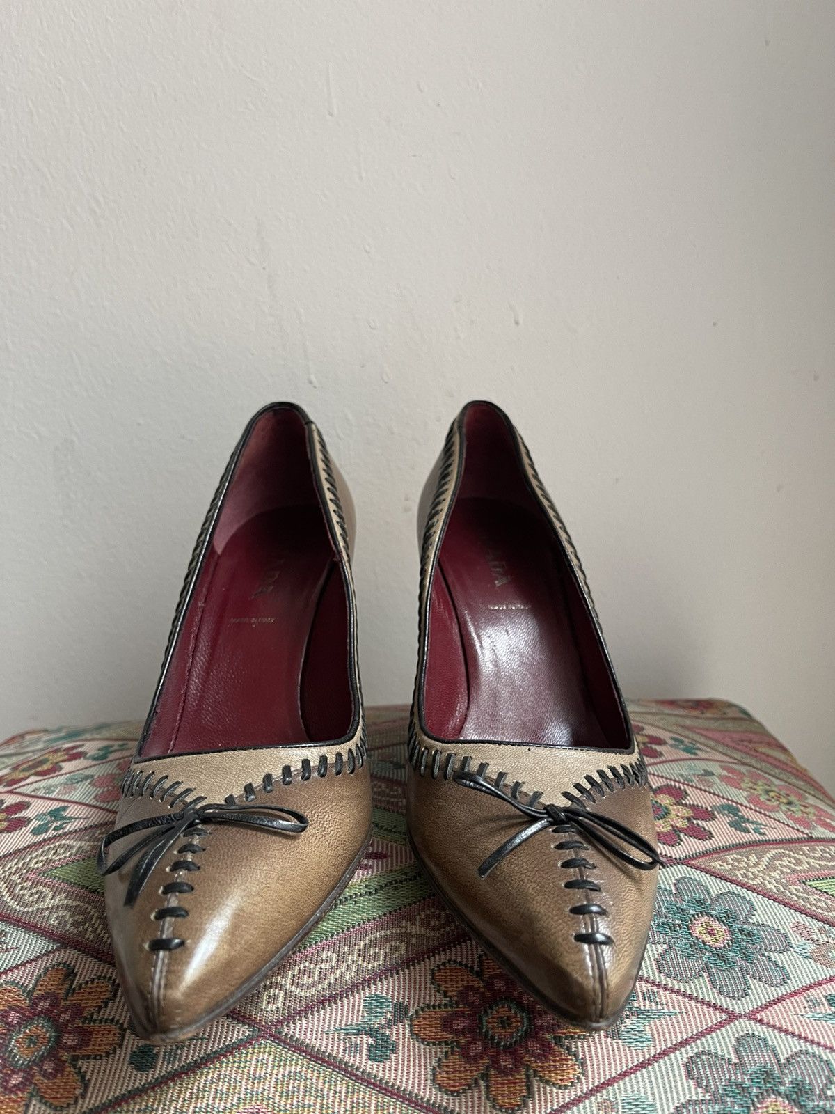 Prada Prada Leather Stitch Heels y2k Size US 7.5 / IT 37.5 - 2 Thumbnail