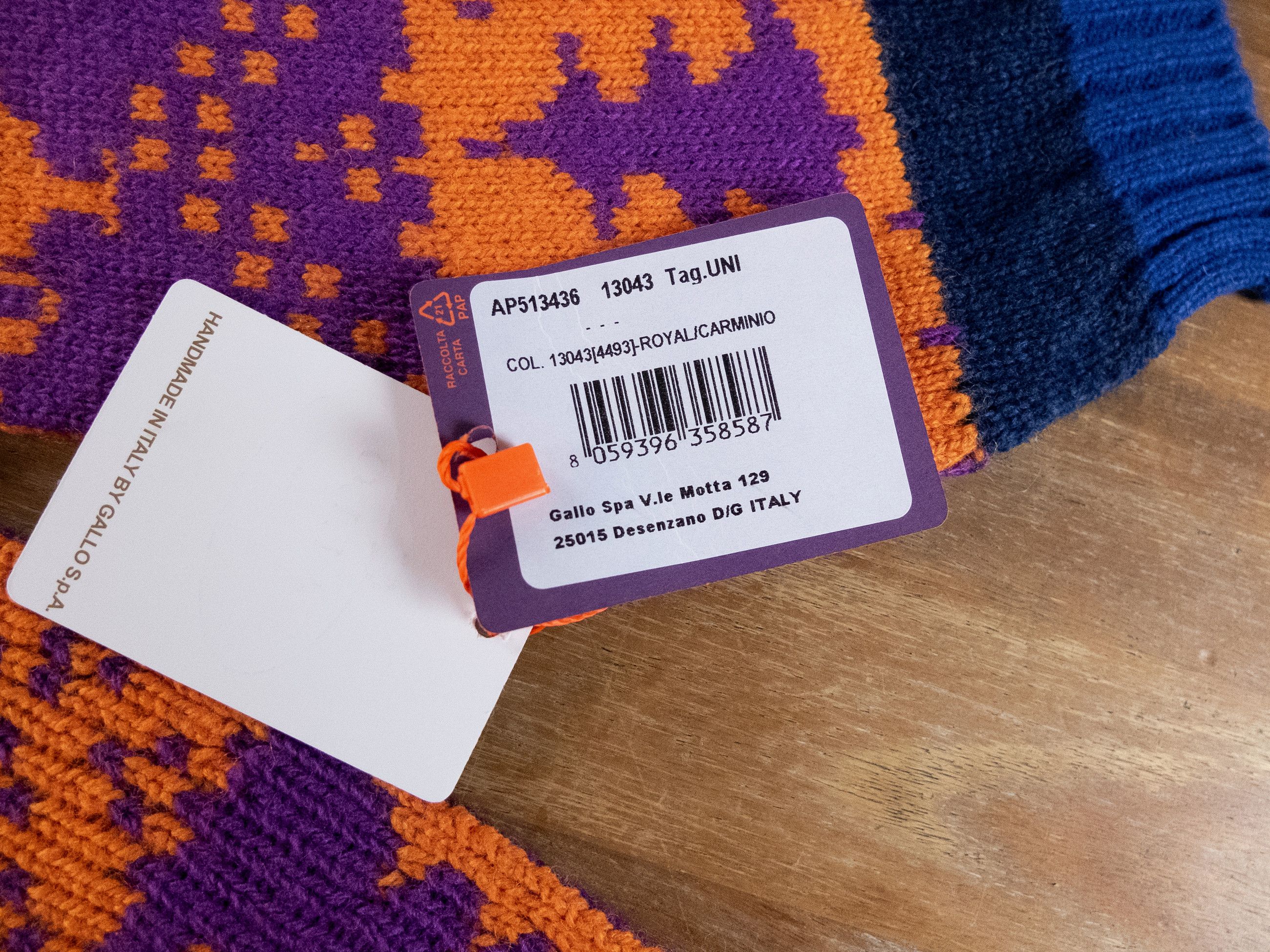 Other GALLO navy blue striped deer motif wool cashmere scarf Size ONE SIZE - 3 Thumbnail