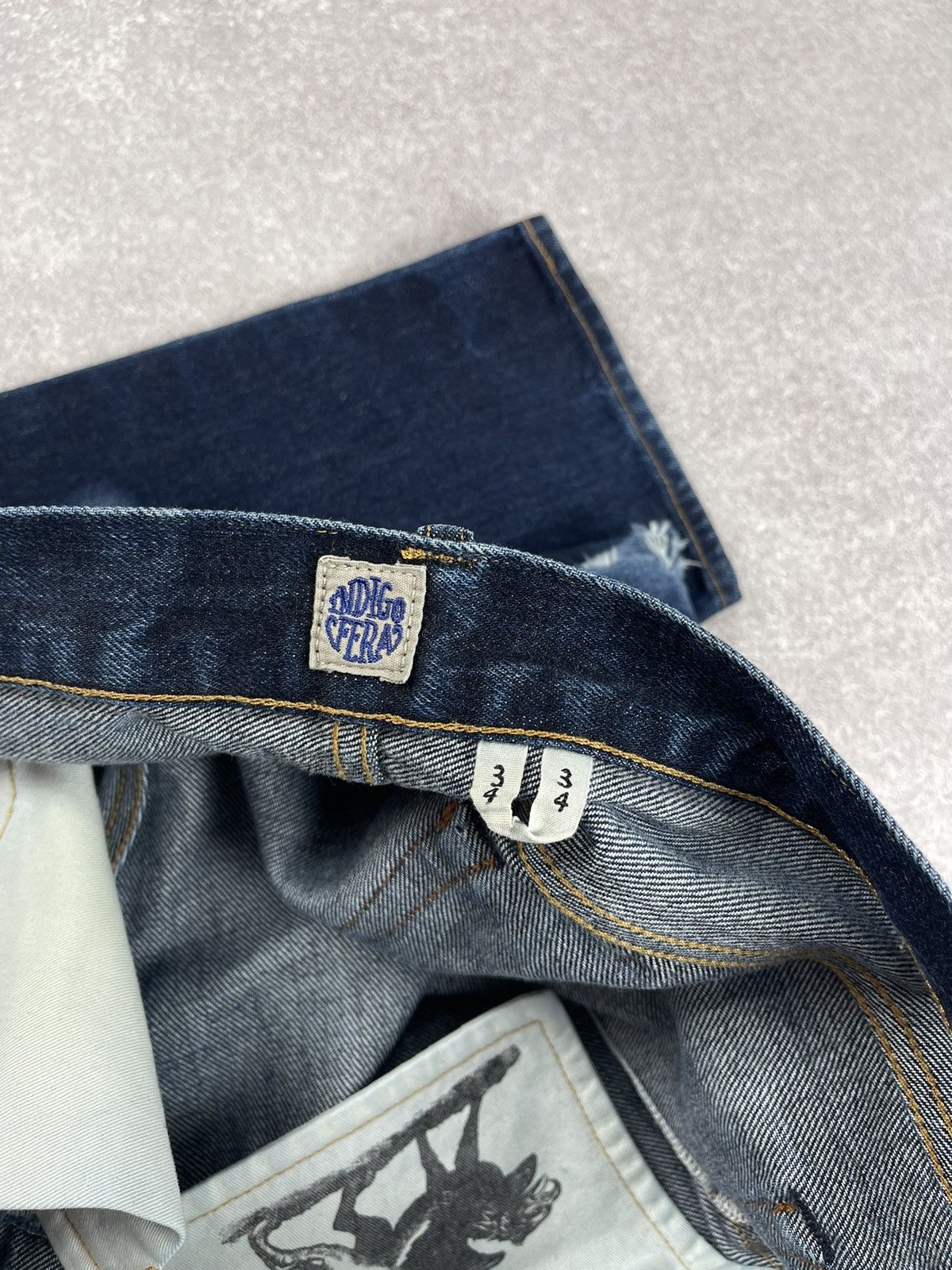 Indigofera Vintage Indigofera Selvedge Distressed Denim Jeans Size 34 Size US 34 / EU 50 - 19 Thumbnail