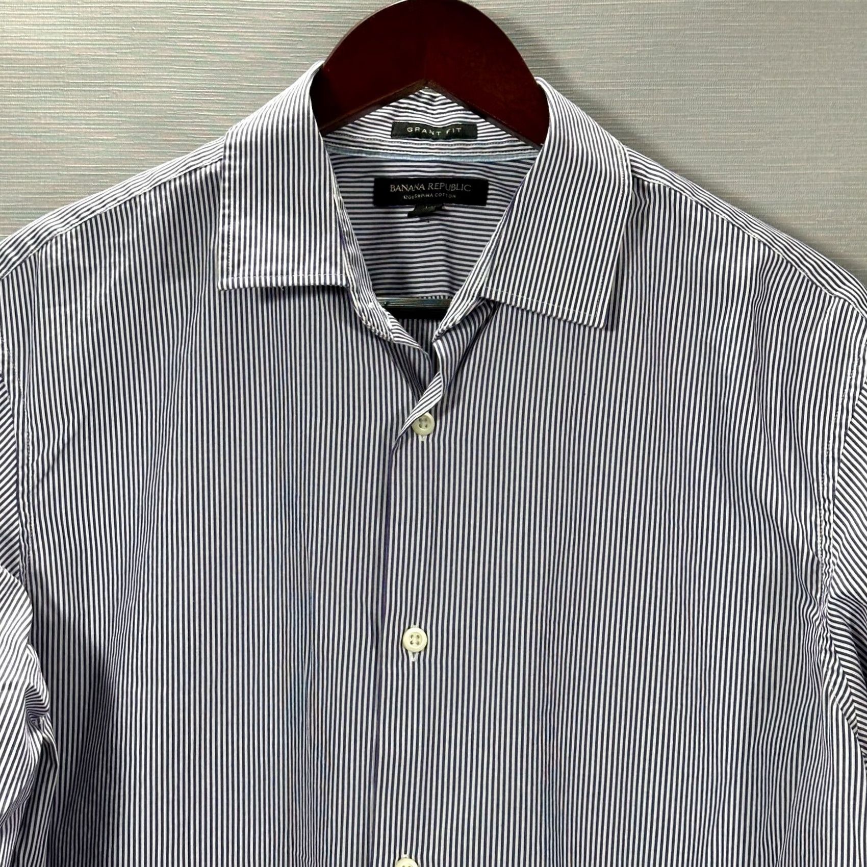 Banana Republic Banana Republic Shirt Mens L Grant Fit 120's Supima Cotton Purple Stripe Long Sleeve Button-Up Collared Size US L / EU 52-54 / 3 - 2 Thumbnail