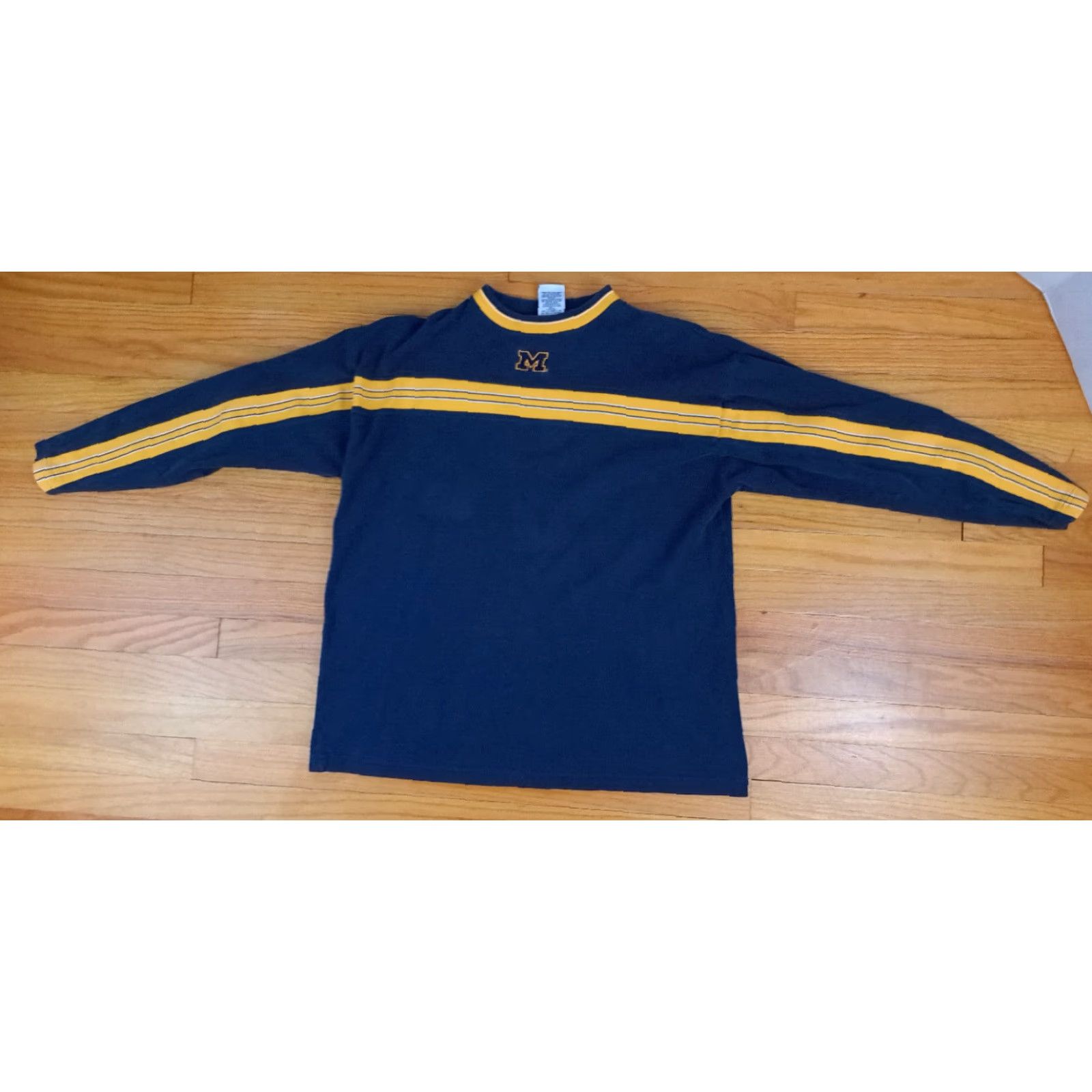 Vintage Cadre Michigan Wolverines Long Sleeve Sweatshirt Pullover Embroidered Football Blue Cotton Blend Fleece M Men Size US M / EU 48-50 / 2 - 2 Thumbnail