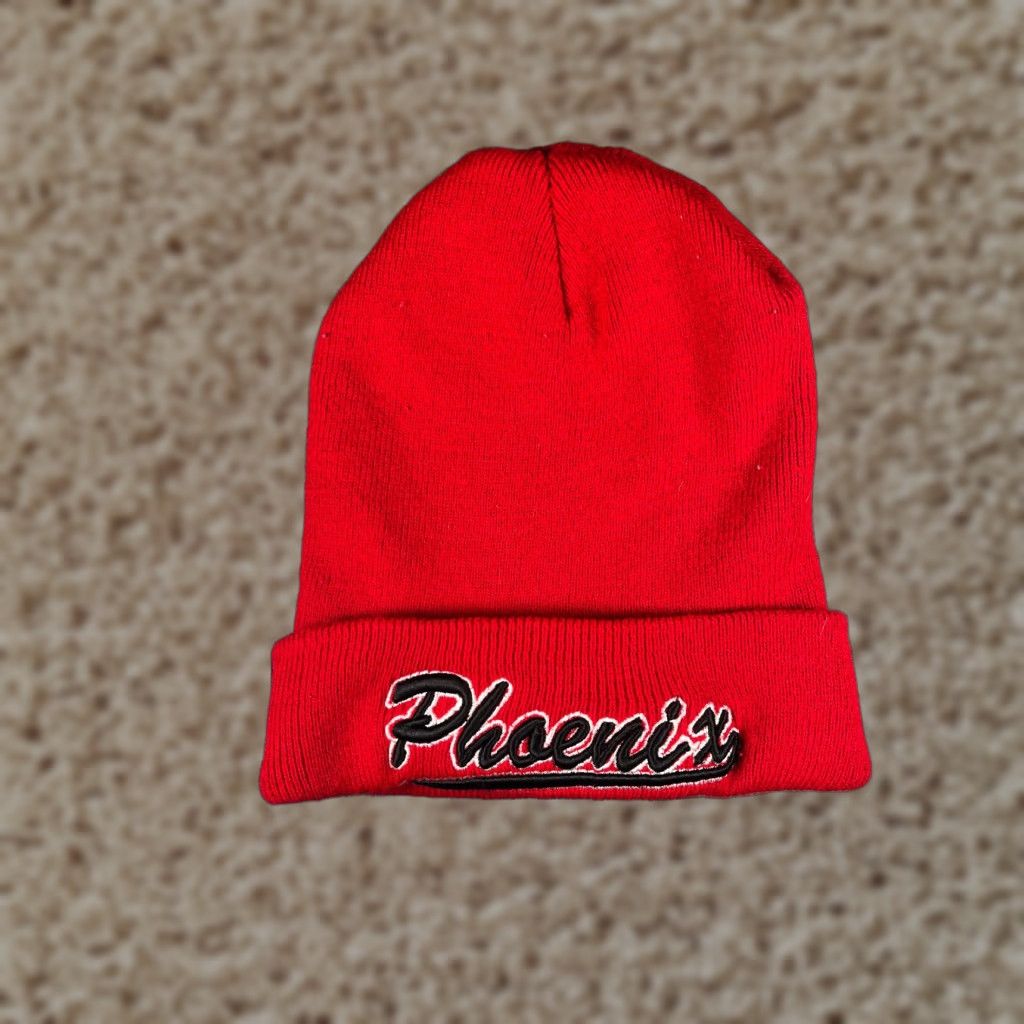 Vintage Phoenix Beanie Toque Adult One Size Red Knit 100% Acrylic Ski Snow Embroidered Size ONE SIZE - 1 Thumbnail