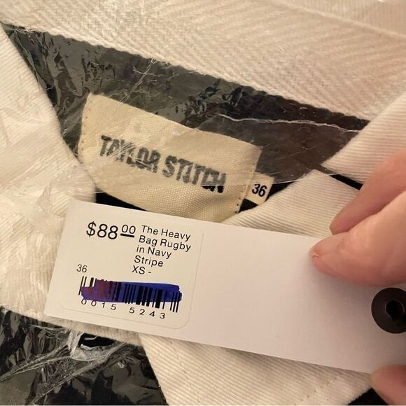 Taylor Stitch Taylor Stitch The Heavy Bag Rugby Shirt in navy blue stripe Size US XS / EU 42 / 0 - 8 Thumbnail