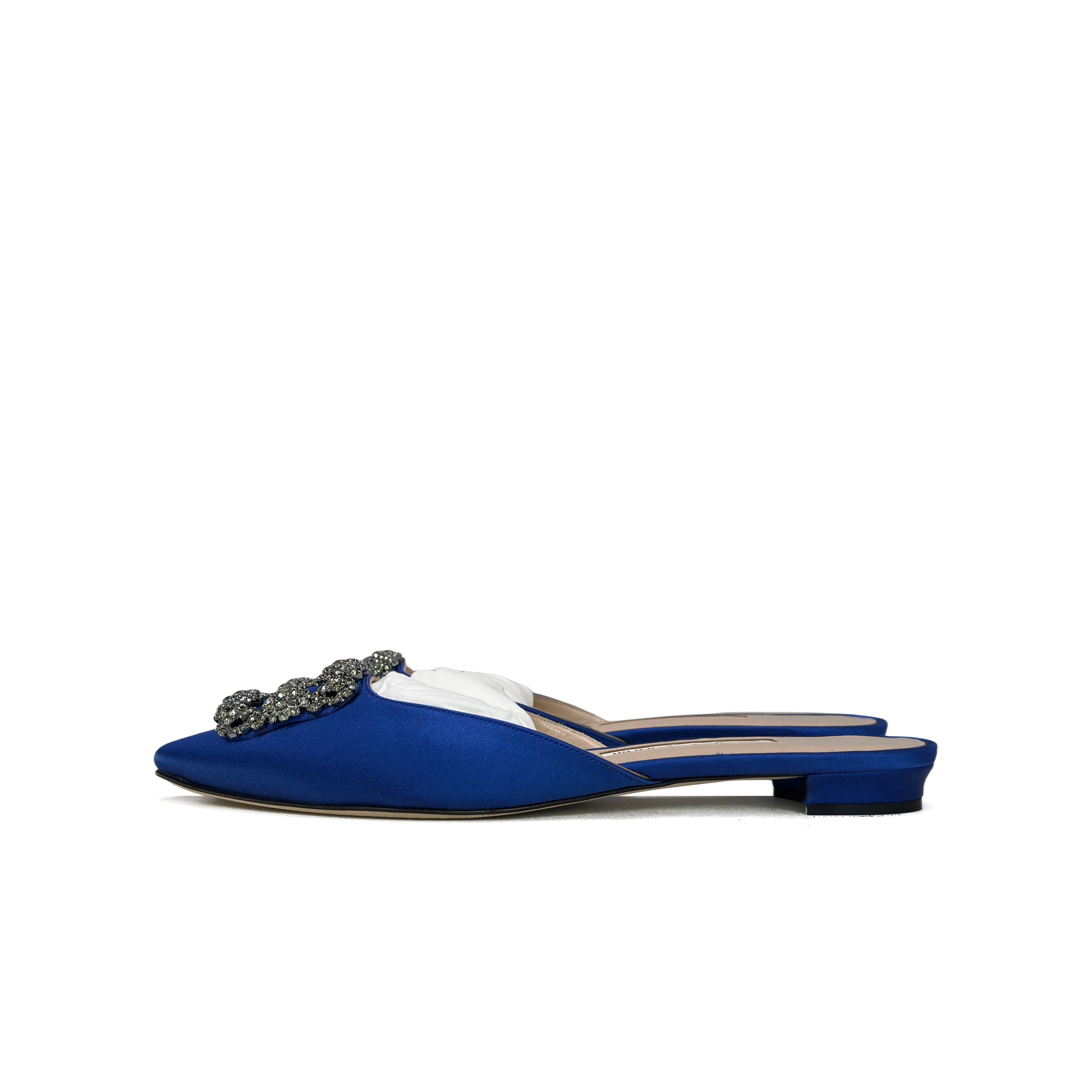 Manolo Blahnik Manolo Blahnik Crystal Buckle Satin Mules Size 38 Size US 8 / IT 38 - 1 Thumbnail