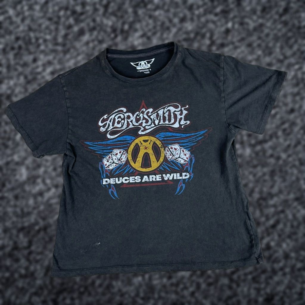 Aerosmith Aerosmith Shirt Womens Small Black Blue Deuces Are Wild Music Short Sleeve Shirt Womens Small Black Color Black Size S / US 4 / IT 40 - 1 Thumbnail