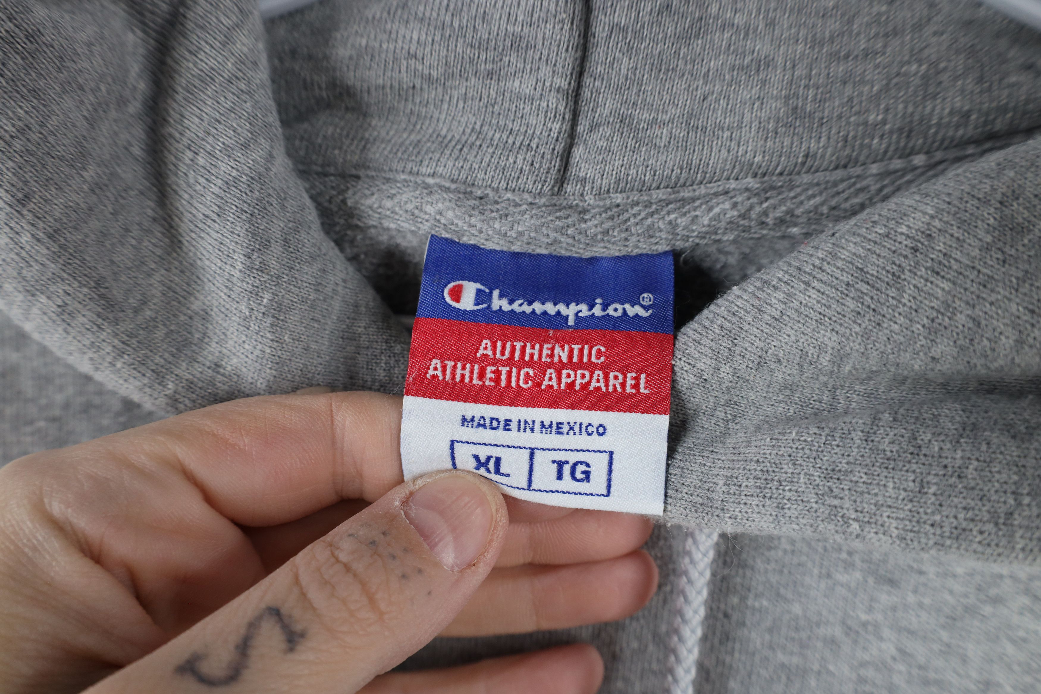 Champion × Vintage Vintage 90s Champion Logo Heavyweight Hoodie Sweatshirt Gray Size US XL / EU 56 / 4 - 10 Thumbnail