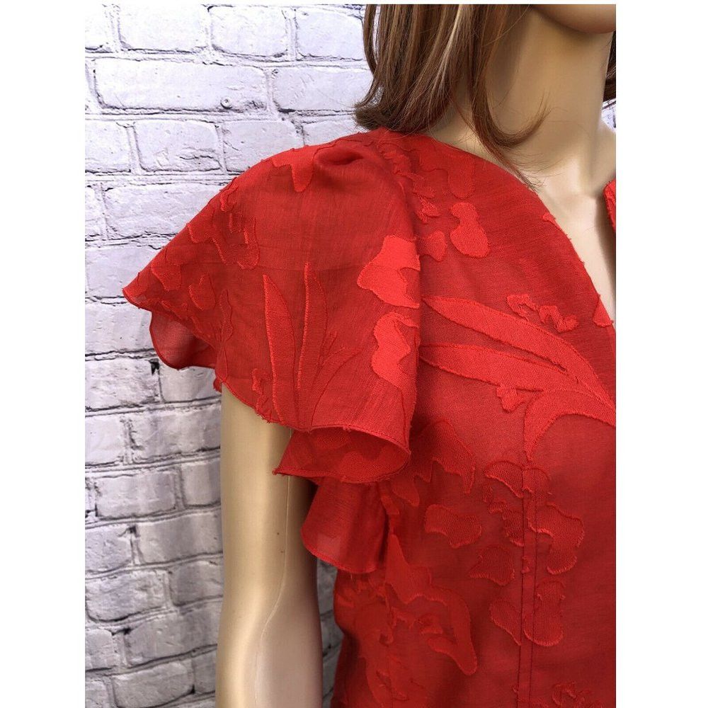 Other New Red Cotton Designer Sample Sale Floral Blouse With Flar Size S / US 4 / IT 40 - 8 Thumbnail