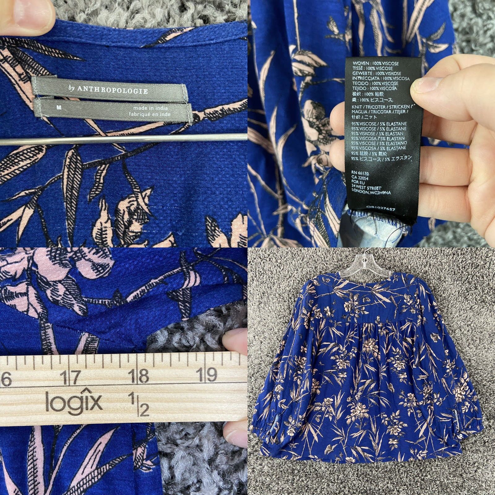 Anthropologie Anthropologie Bohemian Floral Peasant Blouse Women's M Multicolored Long Sleeve Size M / US 6-8 / IT 42-44 - 8 Thumbnail