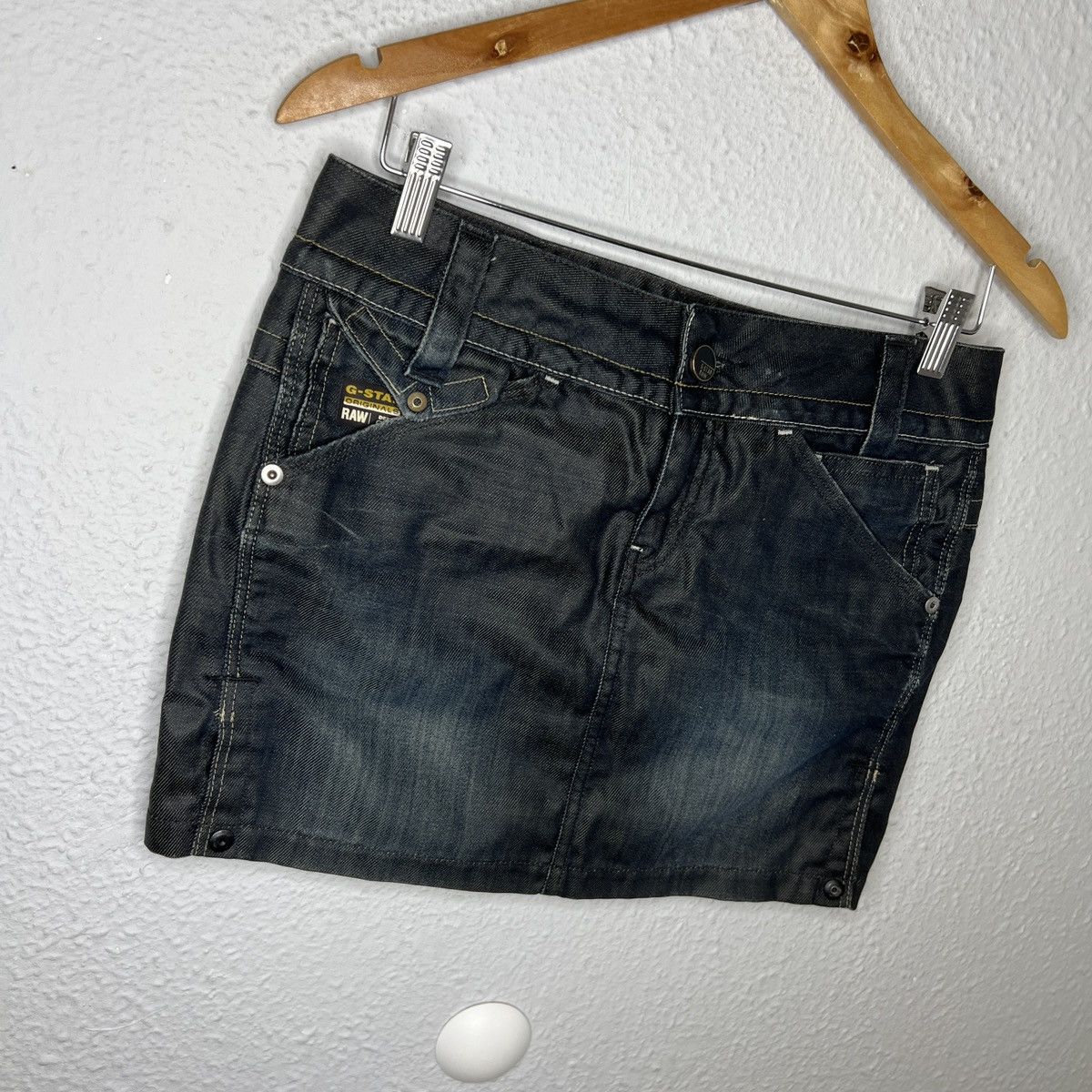 G-Star × Vintage Vintage G-Star Raw Y2K 90s Denim Jeans Utility Mini Skirt Size 27" / US 4 / IT 40 - 4 Thumbnail