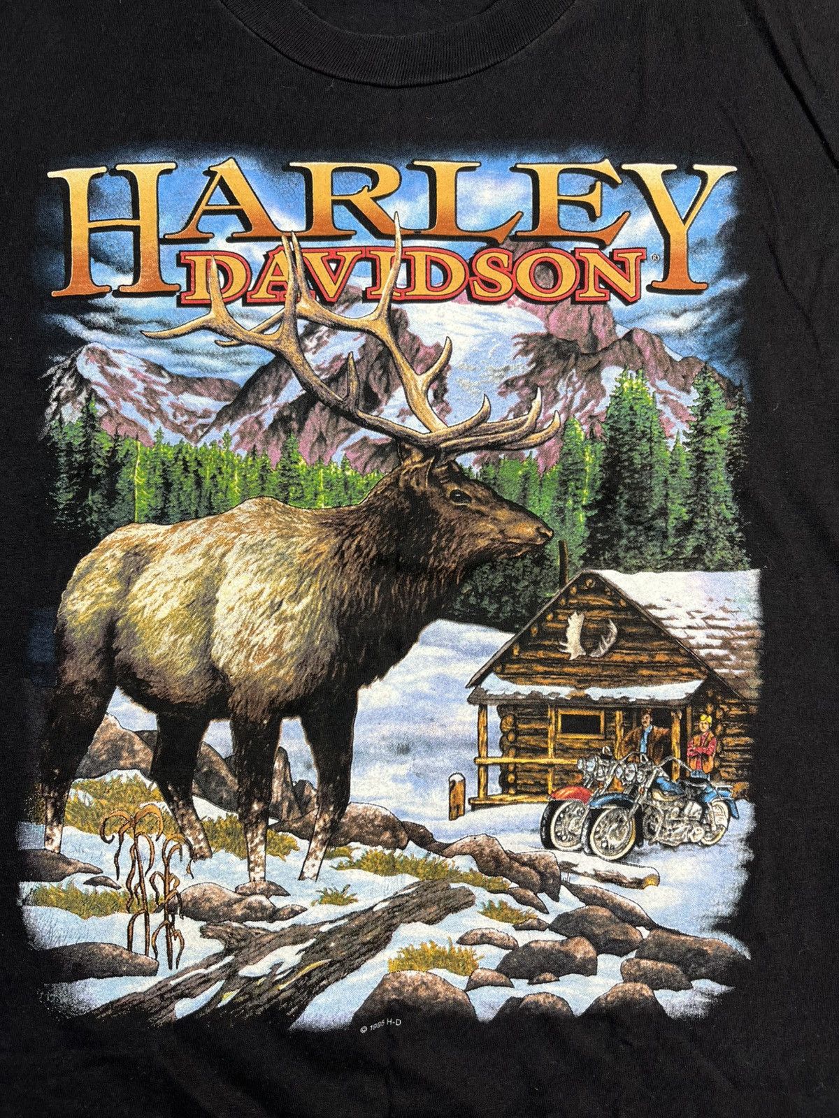 Harley Davidson Vintage 1995 Harley Davidson Elk Nature Graphic Tee Size US XL / EU 56 / 4 - 6 Thumbnail