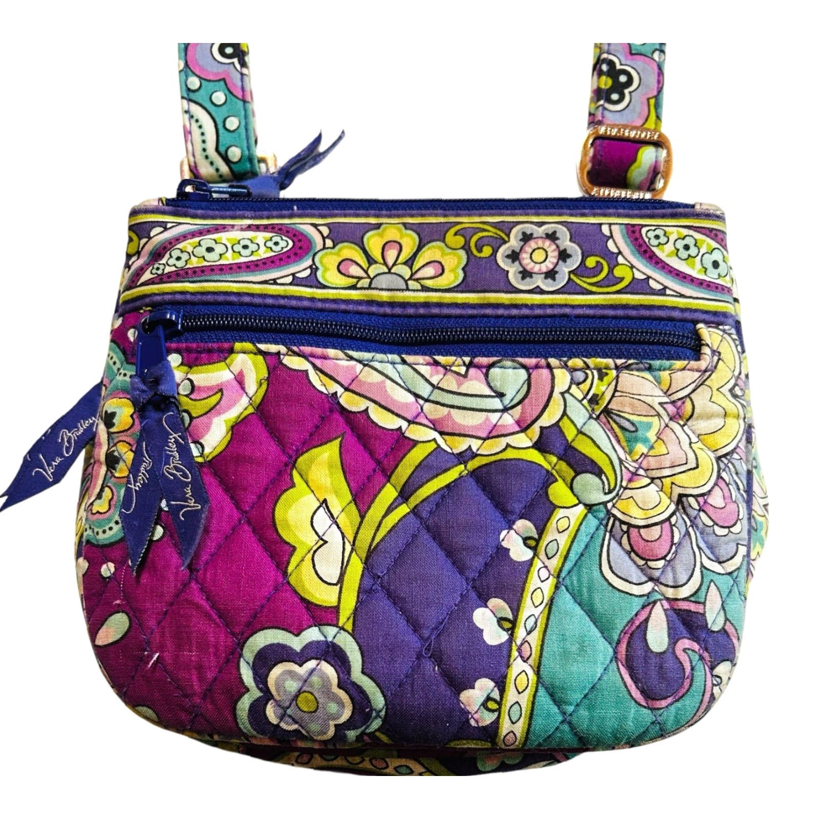 Vera Bradley Vera Bradley Crossbody Saddle Purse Purple Heather Paisley Bag Size ONE SIZE - 2 Thumbnail