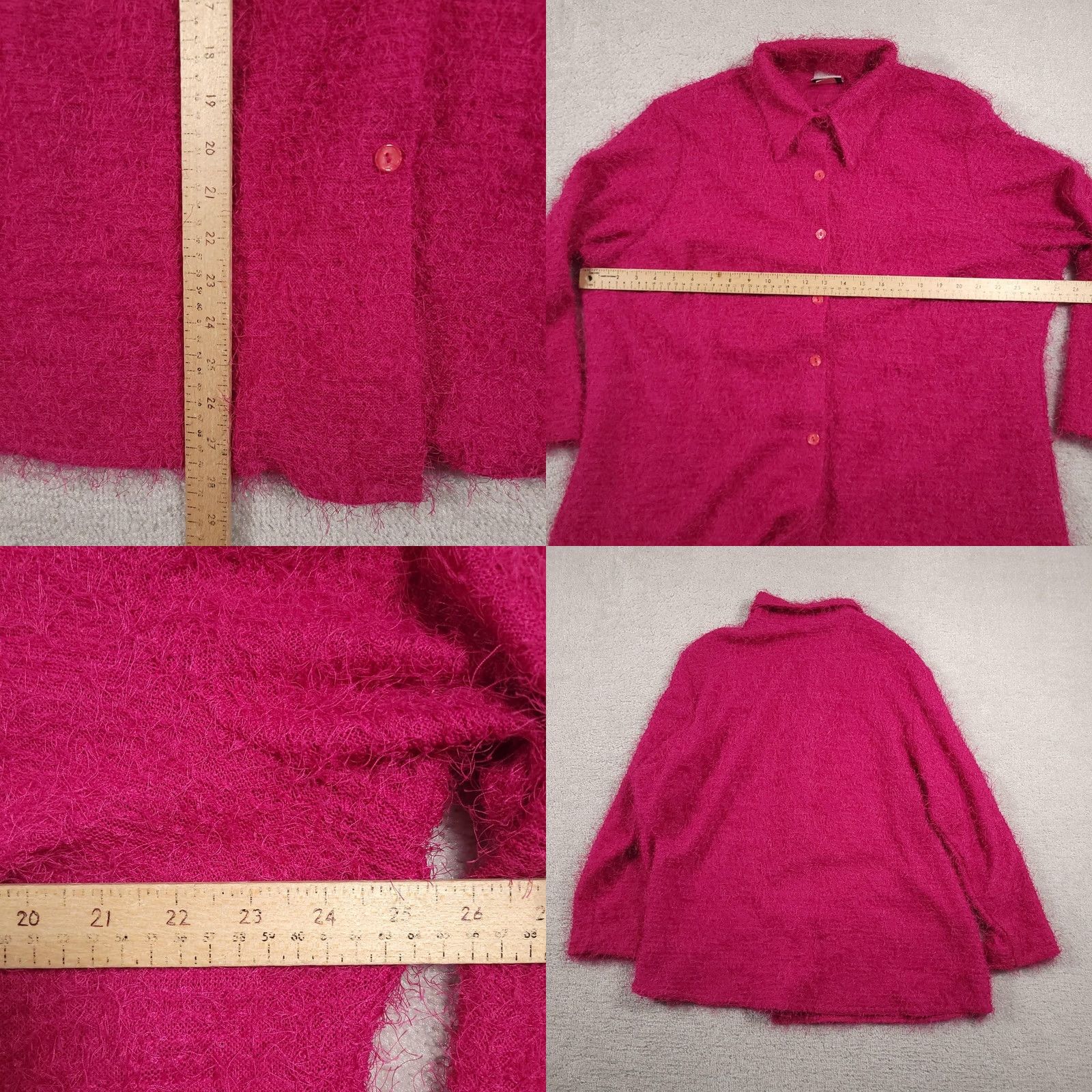 Vintage VINTAGE Fashion Bug Sweater Cardigan Womens 2XL Pink Fuzzy Button Up Knit 90s Collared Size XXL / US 16-18 / IT 52-54 - 8 Thumbnail