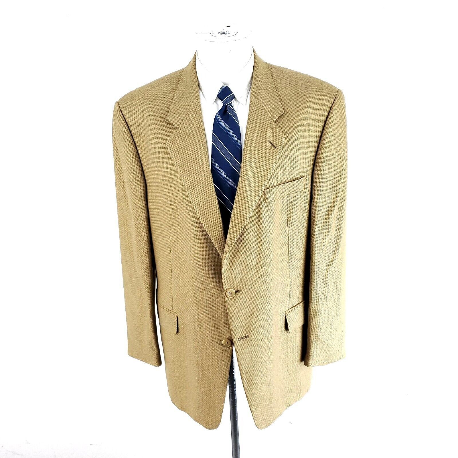 Jack Victor Jack Victor Wool Silk 2 Button Sport Coat Blazer 42R Tan Bas Size 42R - 3 Thumbnail