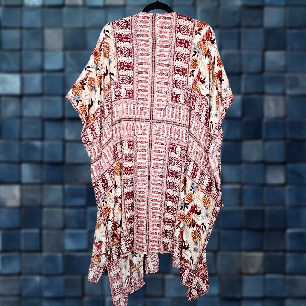 Vintage KNOX ROSE Blouse Kimono Open Front Floral XS/S Pink Women V-Neck Short Sleeve Ruana Casual Size XS / US 0-2 / IT 36-38 - 1 Thumbnail