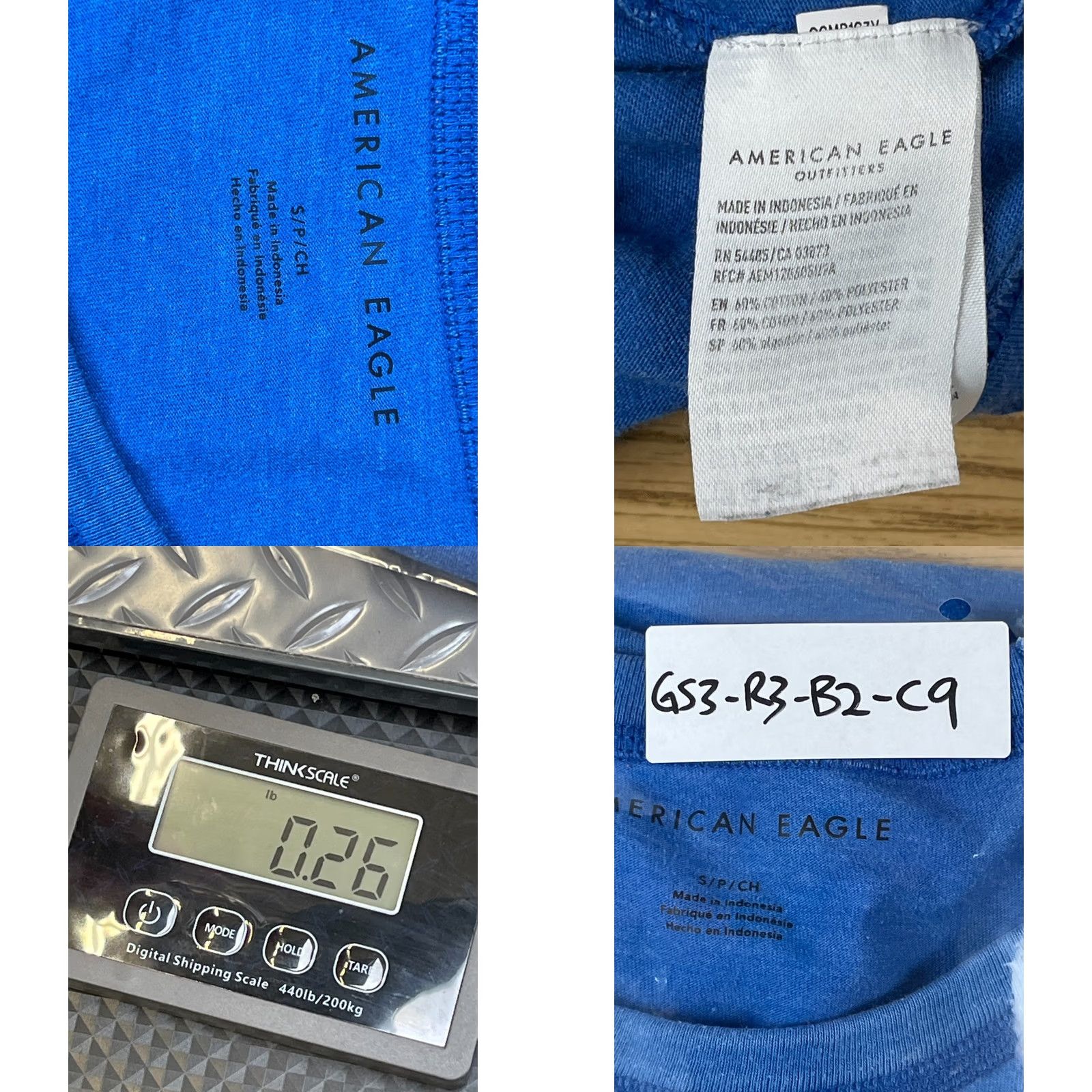 American Eagle Outfitters American Eagle Outfitters T-Shirt Mens S Blue Cotton Blend Pullover Short Sleeve Crew Neck Graphic Logo 1/2 Zip Size US S / EU 44-46 / 1 - 8 Thumbnail
