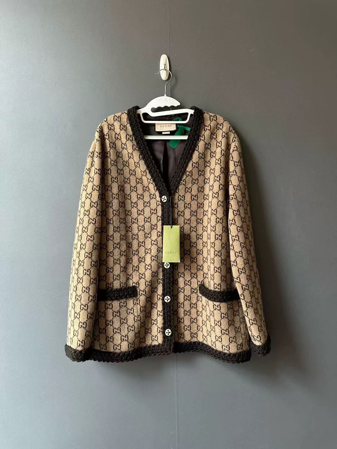 Gucci Gucci Brown All-over Print Wool Cardigan Size US M / EU 48-50 / 2 - 1 Thumbnail