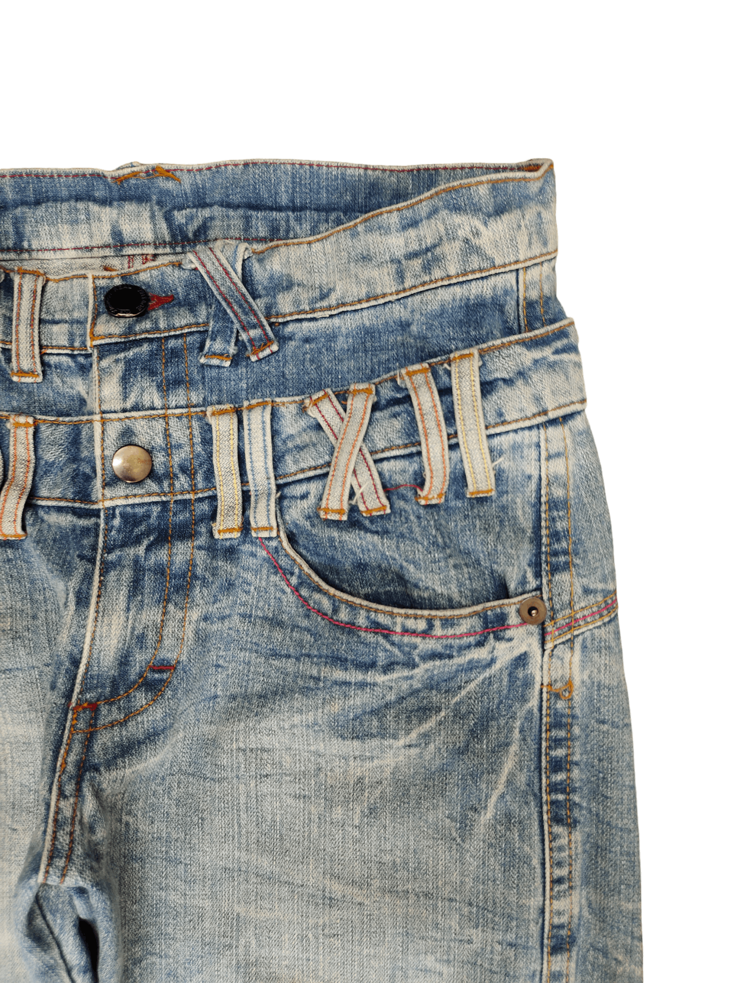 Japanese Brand Vintage 90s Japan Love & Peace Double Waist Clawmark Jeans Size US 31 - 11 Thumbnail