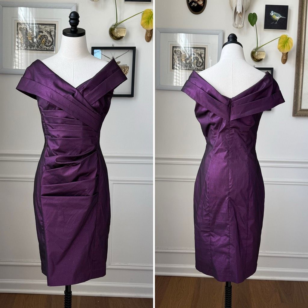 Other Cachet Ruched Dress Purple Metallic Evening Cocktail 6 Size M / US 6-8 / IT 42-44 - 1 Thumbnail