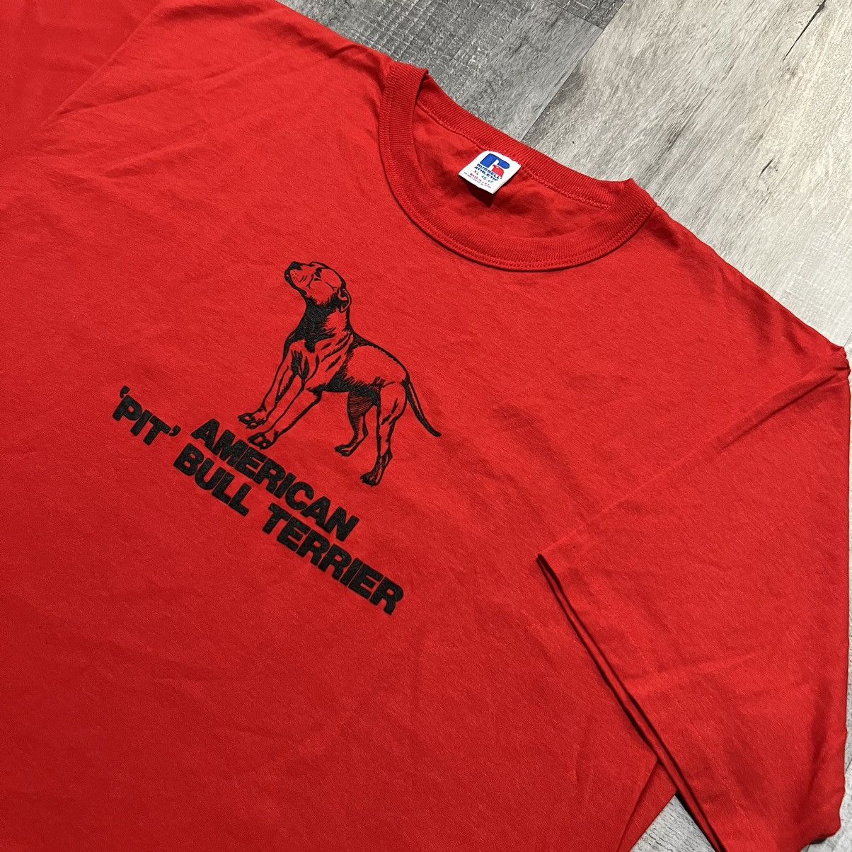 Russell Athletic × Vintage VTG American Pit Bull Terrier Red 1980s Bully Dog USA Shirt Size US XL / EU 56 / 4 - 3 Thumbnail
