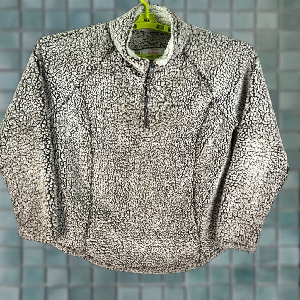 Vintage Cozy Sherpa Brown Khaki Sherpa 1/4 Zip Pullover Sweater Women's Size L Size XXL / US 16-18 / IT 52-54 - 1 Thumbnail
