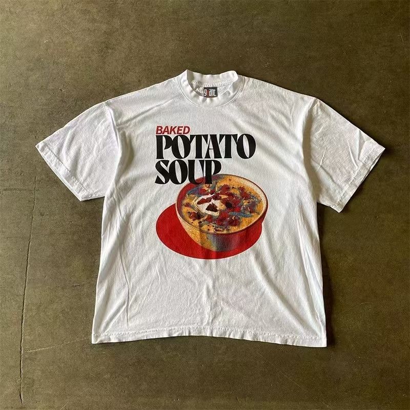 Japanese Brand × Vintage Street washed retro trend potato soup print t-shirt Size US M / EU 48-50 / 2 - 1 Thumbnail
