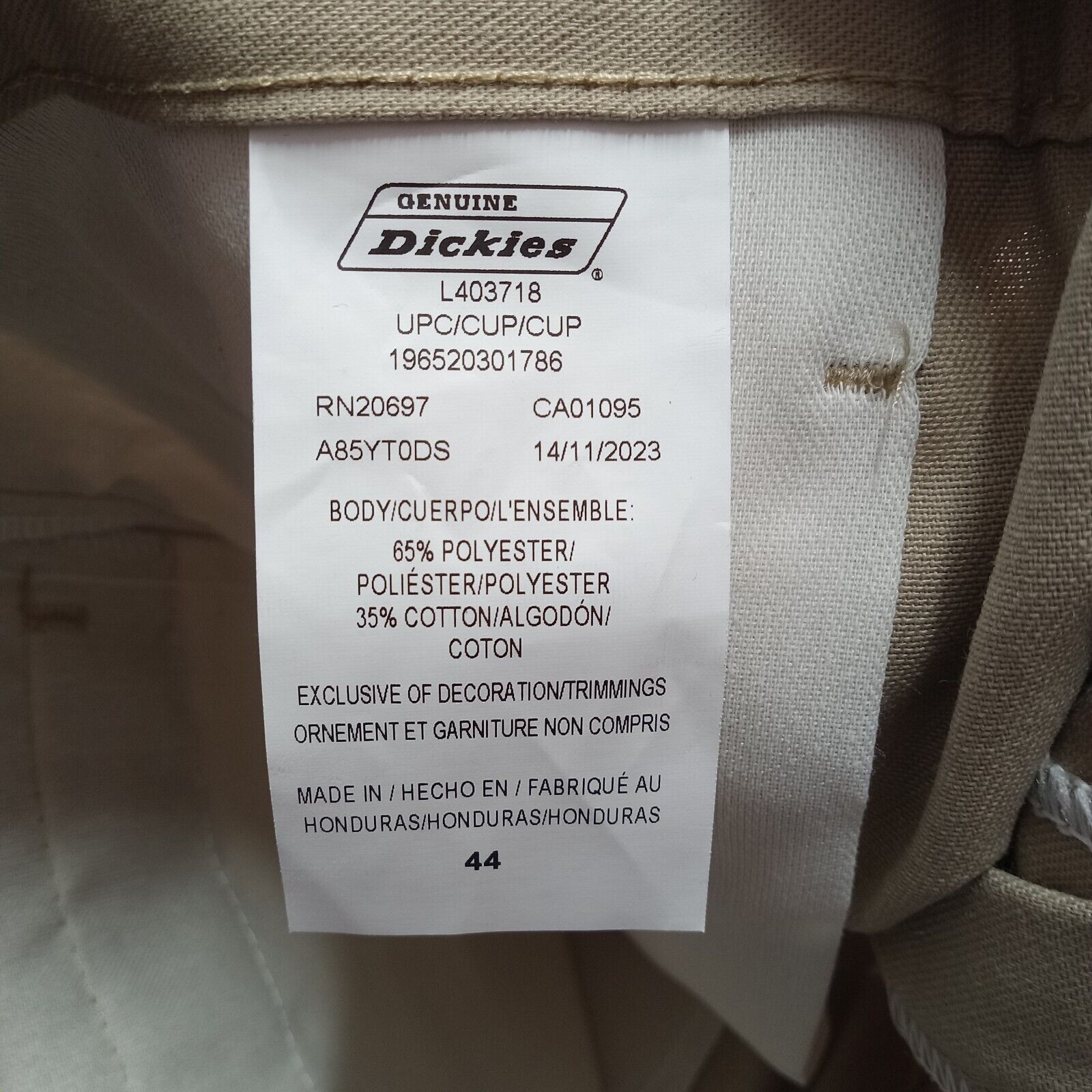 Dickies Dickies Shorts Men's 44 Flex Relaxed Fit 13” Inseam Beige Size US 44 / EU 60 - 2 Thumbnail