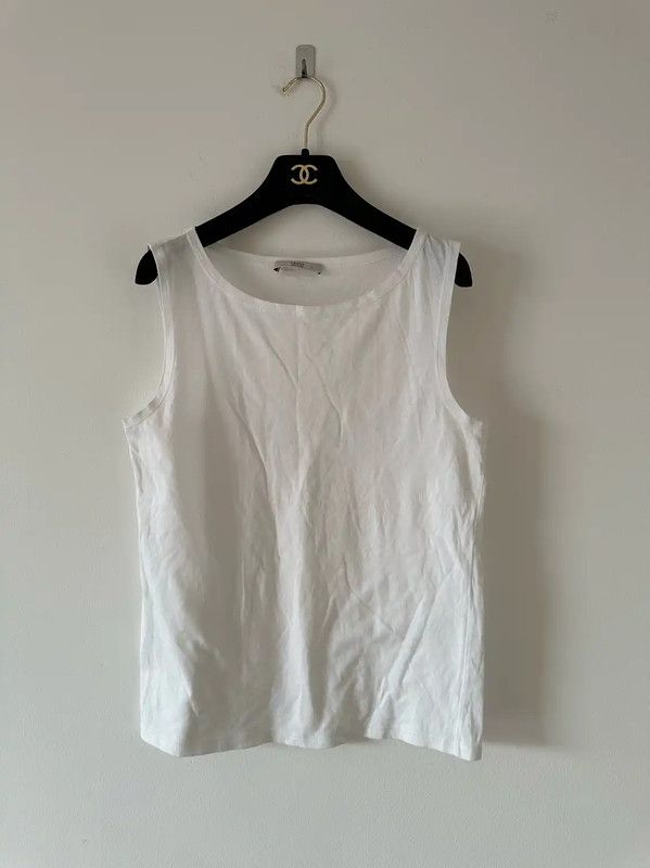 Prada Prada White Cotton Tank Top for Women Size L / US 10 / IT 46 - 1 Thumbnail