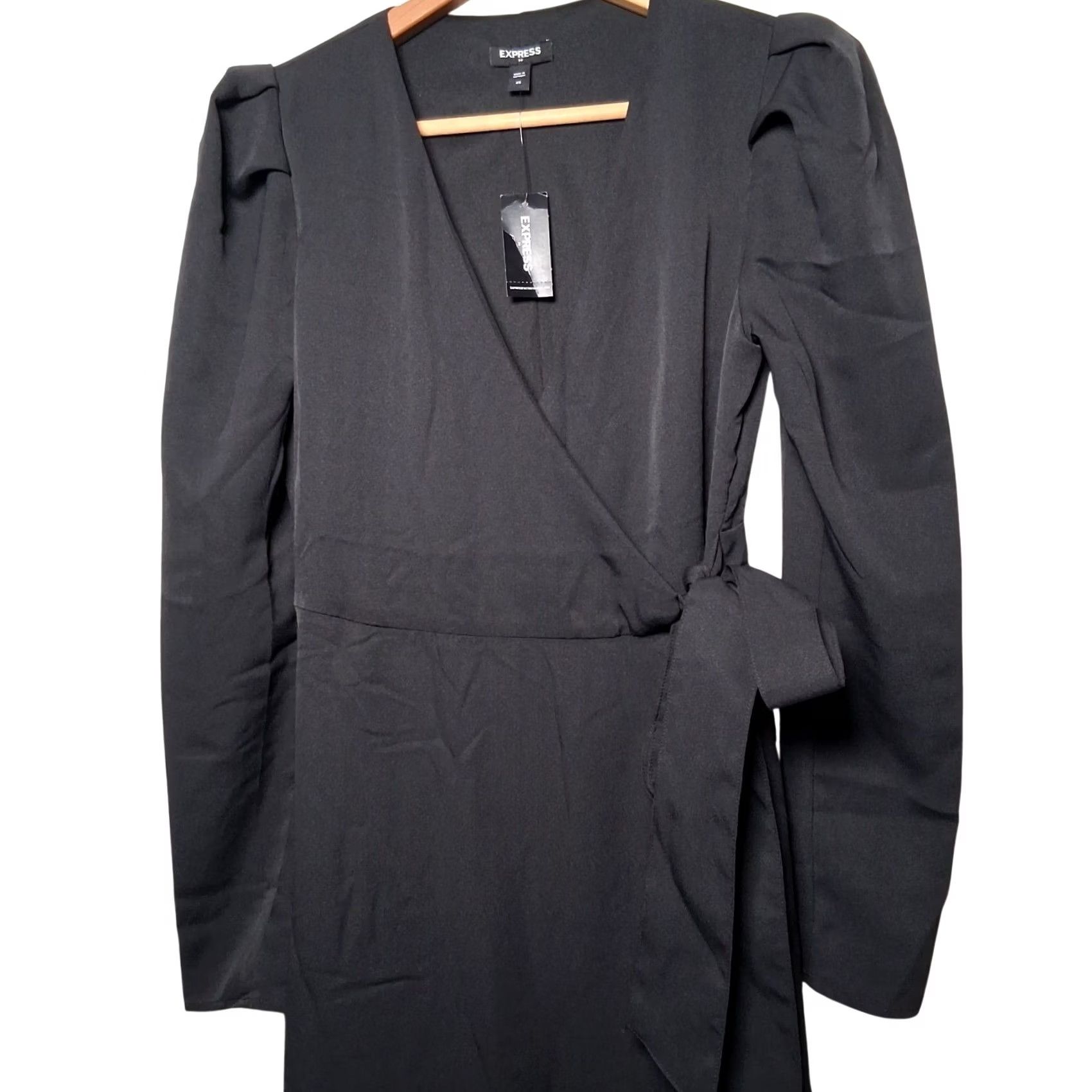 Express VINTAGE Express Dress Faux Wrap Black Long Sleeve XS Puff Sleeve Women Knit? Size XS / US 0-2 / IT 36-38 - 3 Thumbnail