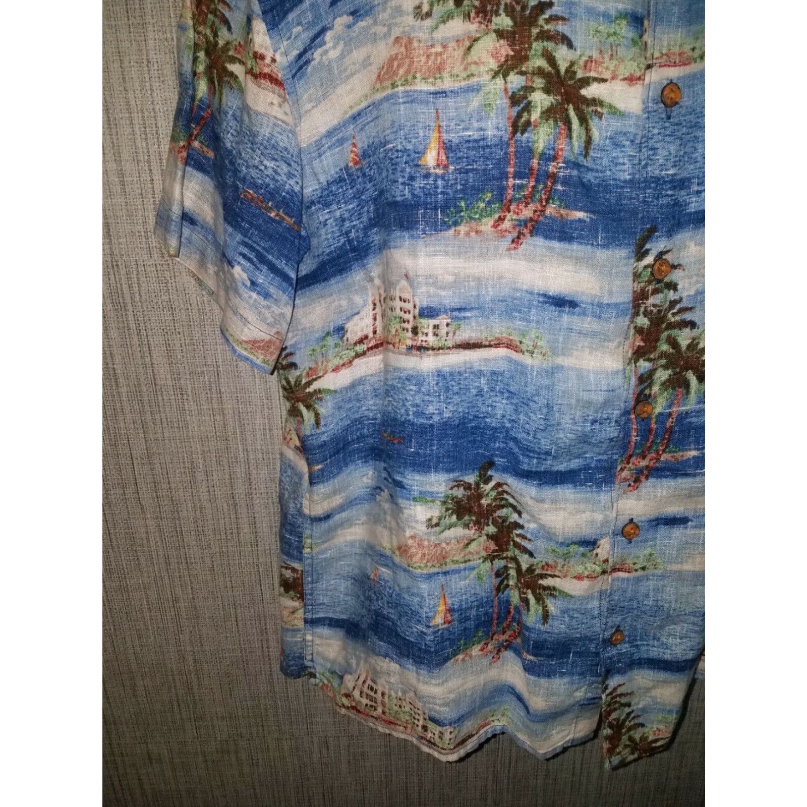 Lucky Brand Lucky Brand Hawaiian Multicolor Linen Short Sleeve Button Down Shirt Adult XL Size US XL / EU 56 / 4 - 4 Thumbnail