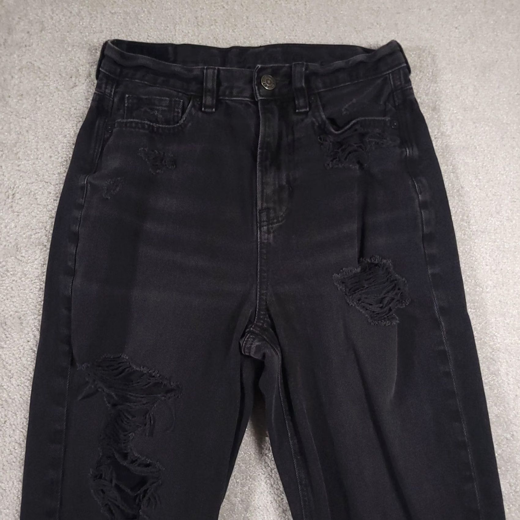 Vintage American Eagle Jeans Womens 0 Relaxed Mom High Rise Distressed Ripped Denim Pant Size 25" / US 0 / IT 36 - 3 Thumbnail