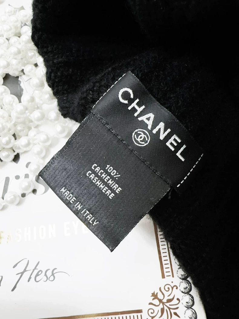 Chanel Chanel 24B popular black bow cashmere knitted cold hat Size ONE SIZE - 7 Thumbnail
