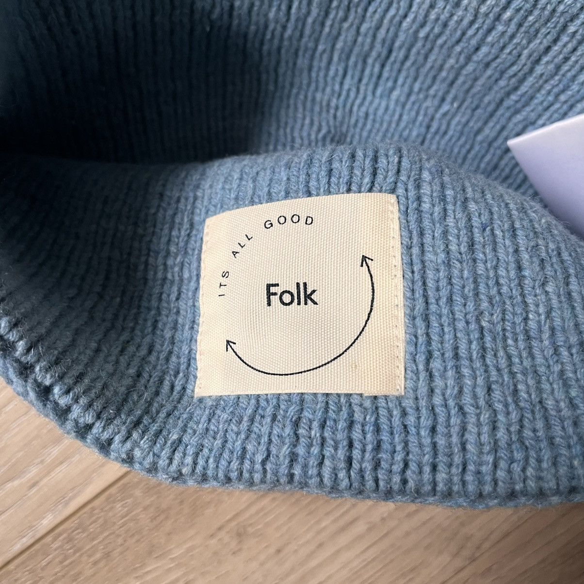 Folk Folk Its All Good Powder Blue Recycled Wool Beanie Size ONE SIZE - 3 Thumbnail