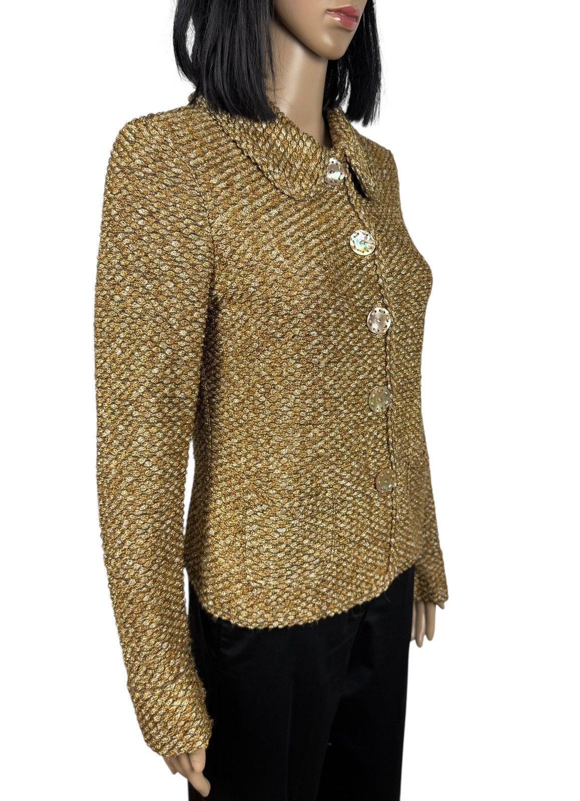 Escada Escada Gold Woven Viscose Jacket Collared size DE38 IT44 Size M / US 6-8 / IT 42-44 - 3 Thumbnail