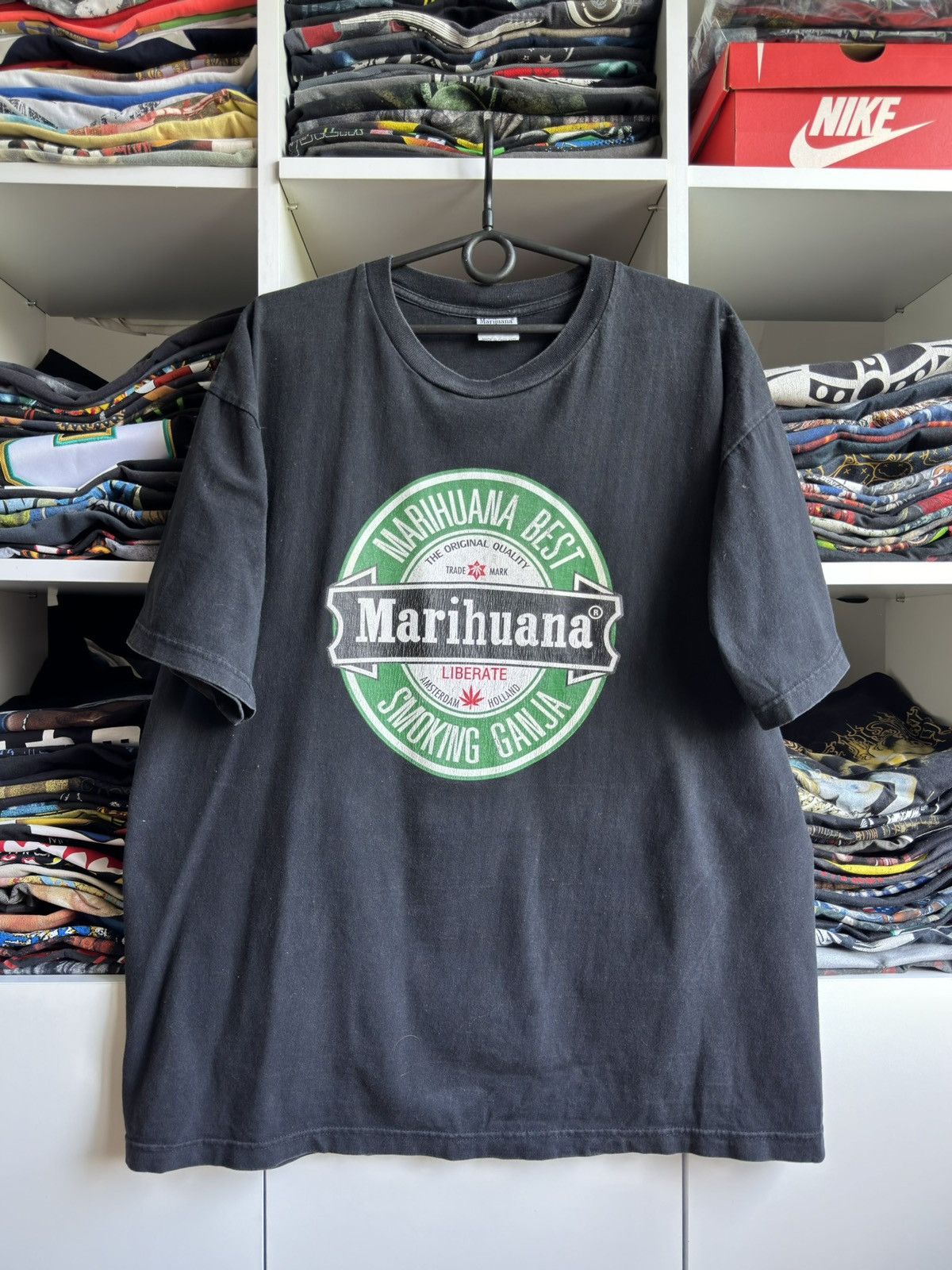 Band Tees Vintage 90s Marihuana Smoking Ganja Printed T Shirt Size US XL / EU 56 / 4 - 1 Thumbnail