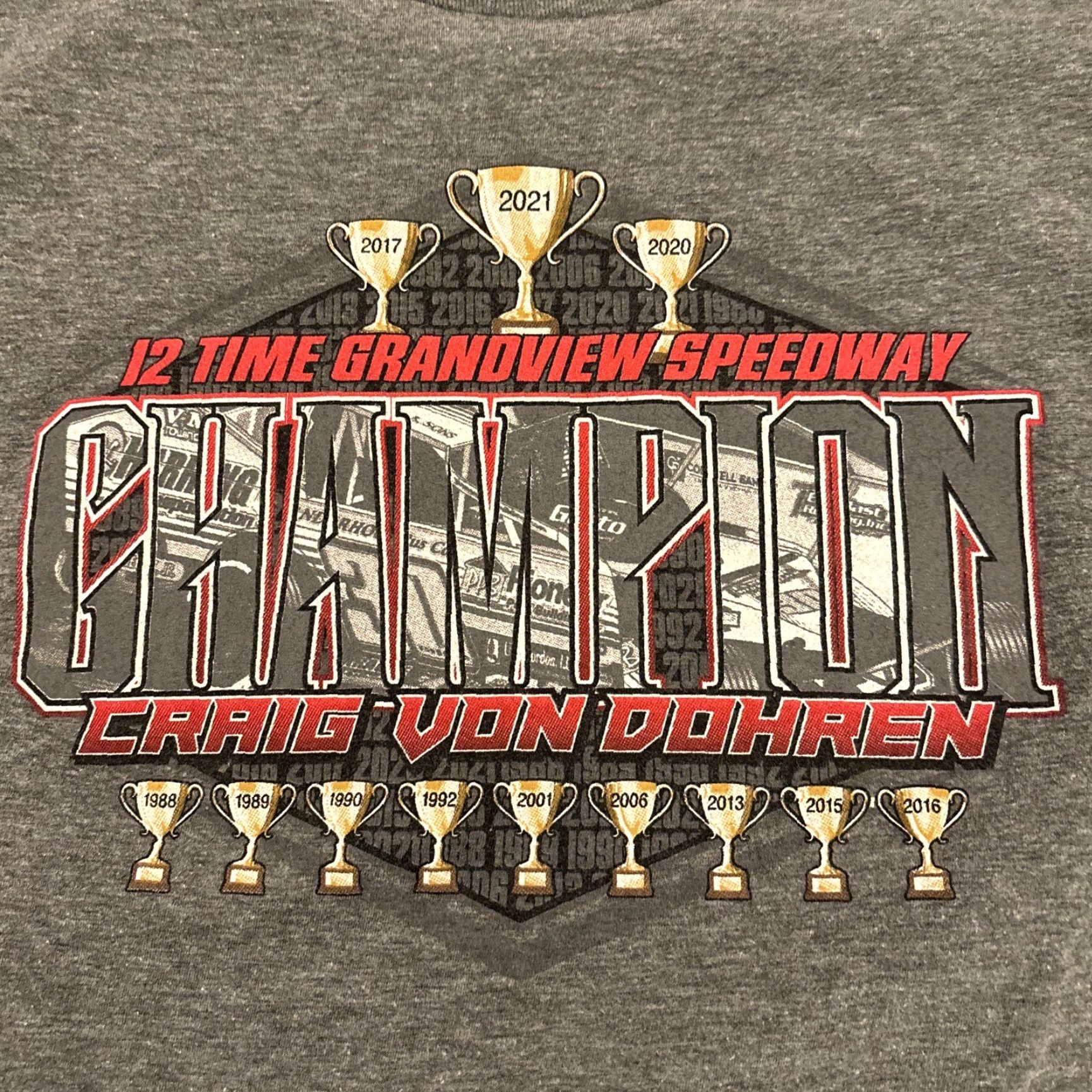 Vintage Modified Racing T Shirt Craig Von Dohren Grandview Speedway PA M Mens Gray Shirt Size M Size US M / EU 48-50 / 2 - 3 Thumbnail