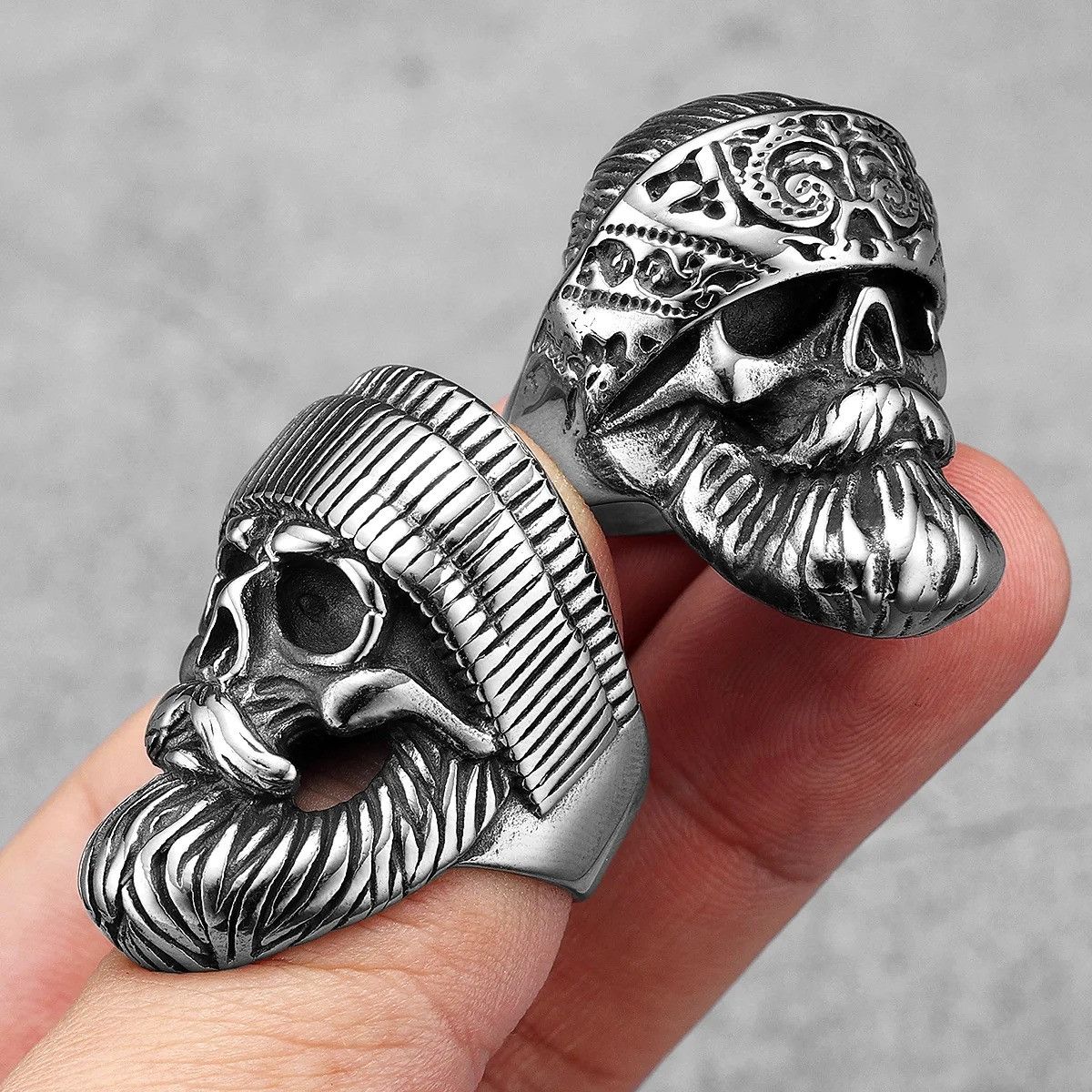 Vintage Hippie Skull Rider Men Ring Size ONE SIZE - 3 Thumbnail