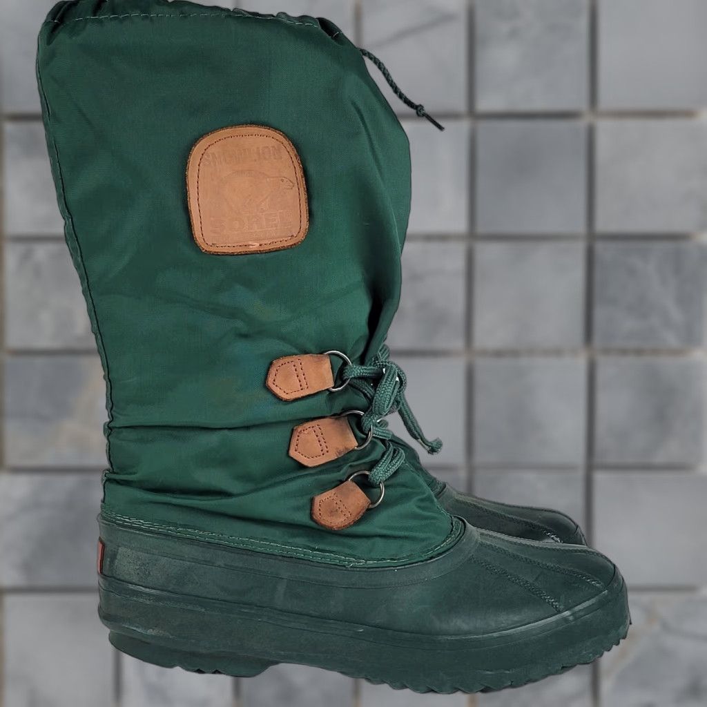 SOREL VINTAGE Sorel Snowlion Tall Green Women’s Snow Boot 9 Canada Felt Liners Mid-Calf Lace Up Insulated Size US 9 / IT 39 - 1 Thumbnail