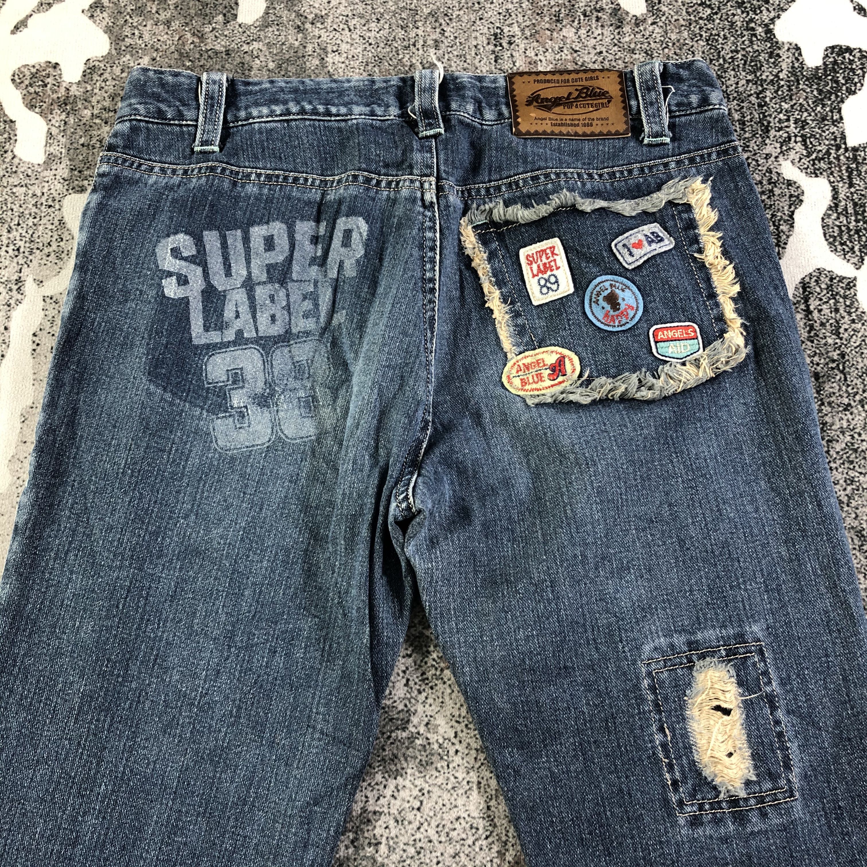 Japanese Brand Angel Blue Patchwork Flared Jeans KJ1980 Size 30" / US 8 / IT 44 - 4 Thumbnail