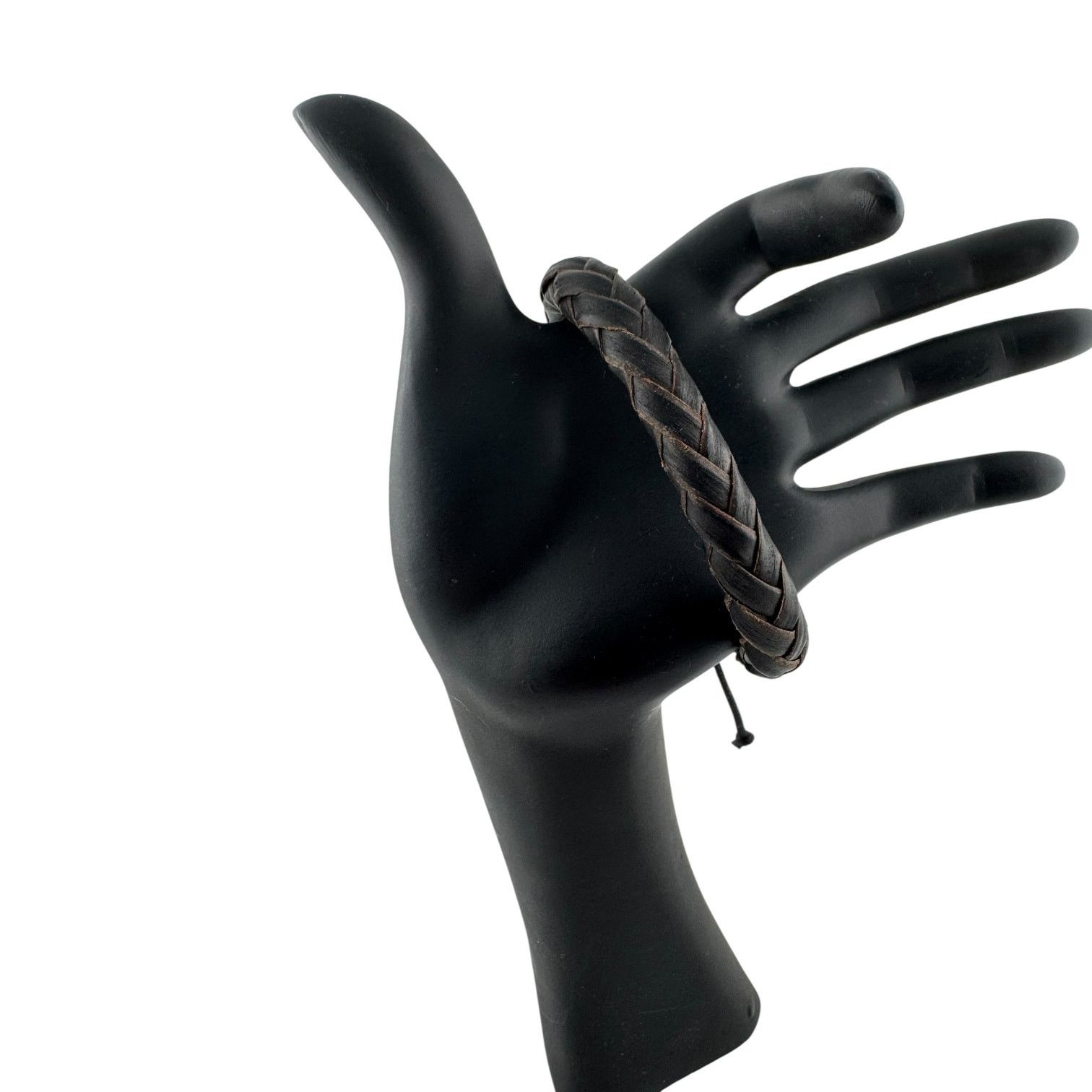 Other Dark Brown Woven Leather Bracelet Adjustable 7-9 Inch Size ONE SIZE - 2 Thumbnail