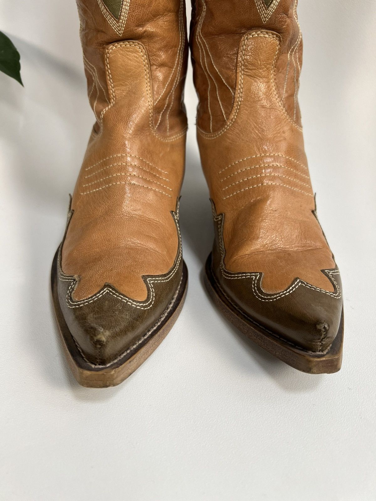 Cowboy Equipment × Leather × Vintage Vintage brown cowboy boots rare Size US 7 / IT 37 - 11 Thumbnail