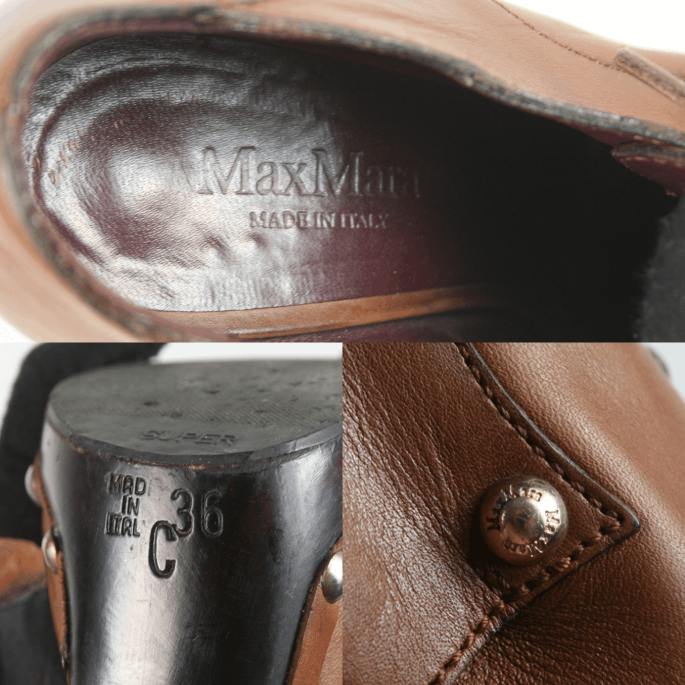 Max Mara Rockstudded Leather Heeled Ankle Boots Size US 6 / IT 36 - 10 Thumbnail