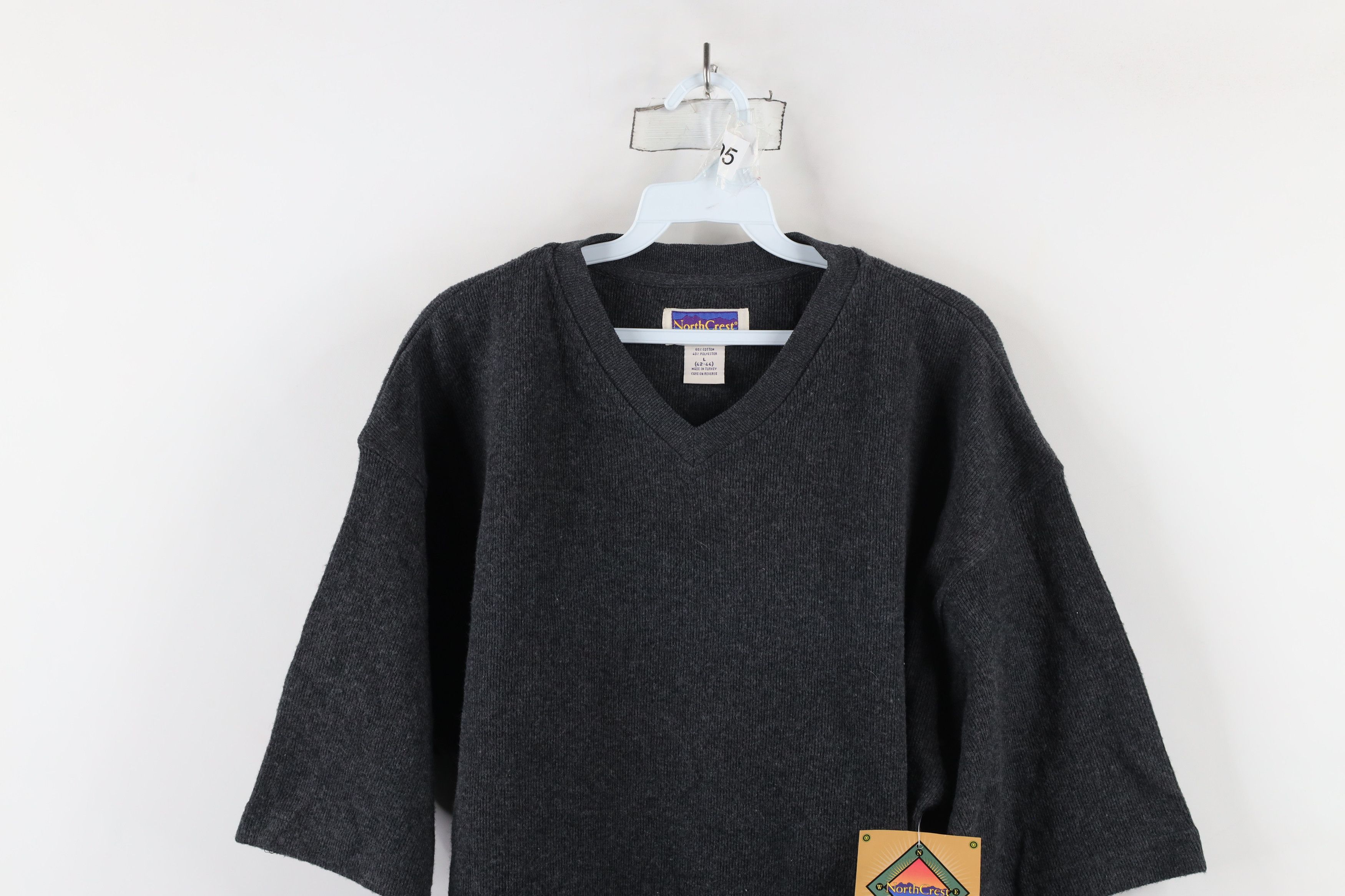 Vintage Deadstock Vintage 90s Streetwear Ribbed Knit T-Shirt Gray Size US L / EU 52-54 / 3 - 2 Thumbnail