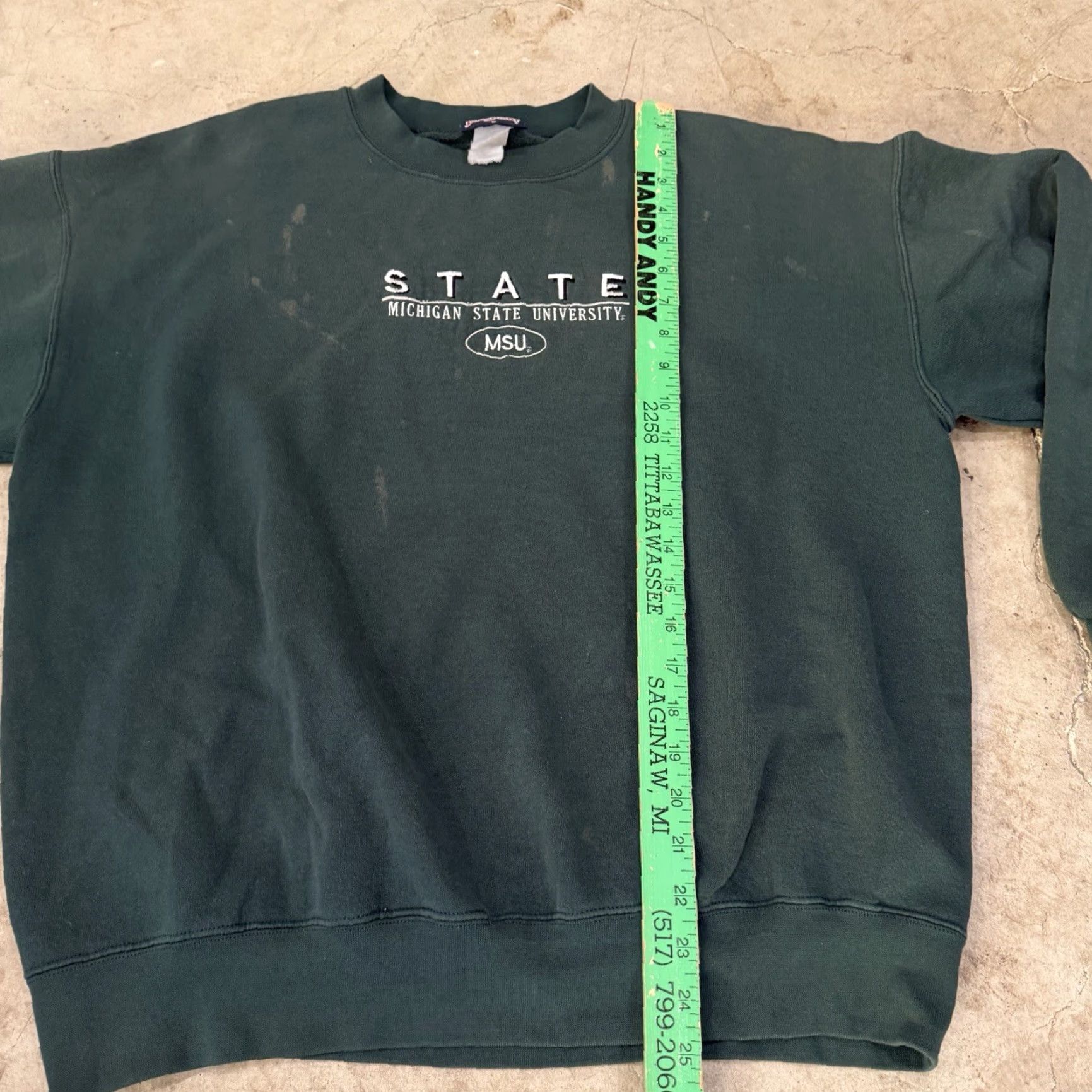 Vintage VINTAGE Michigan State University Sweatshirt Crewneck Mens Large Green STAINS Size US L / EU 52-54 / 3 - 6 Thumbnail