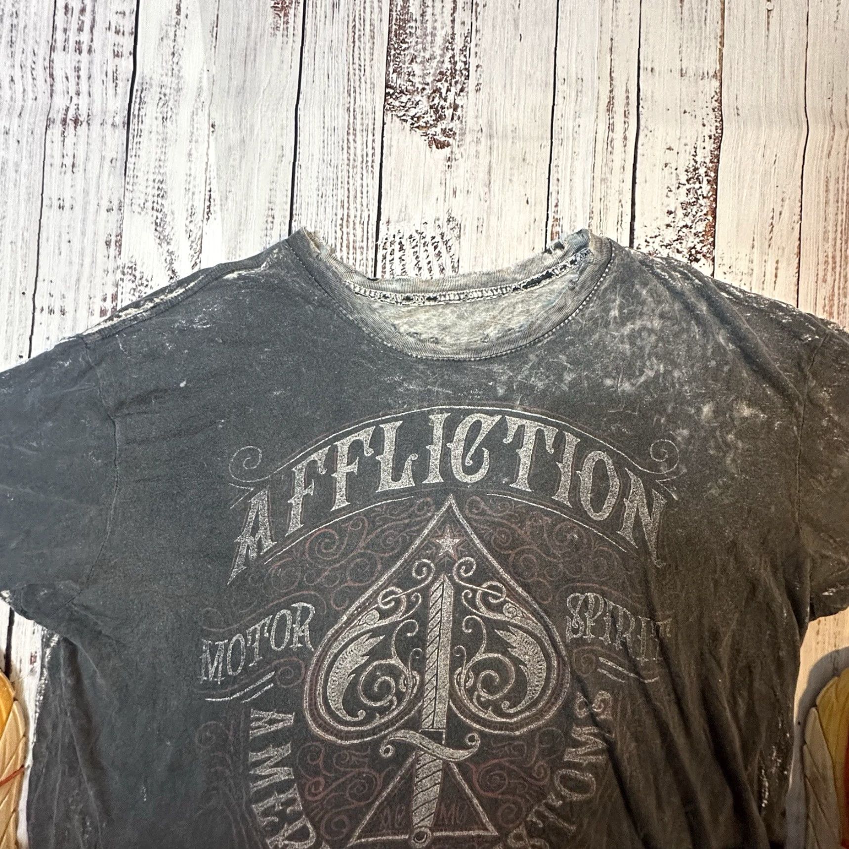 Affliction Affliction Crazy Thrashed AOP Skull Sword American Customs Men 2XL Shirt T-Shirt Short Sleeve Multicolor Graphic Print Mens Size US XXL / EU 58 / 5 - 6 Thumbnail