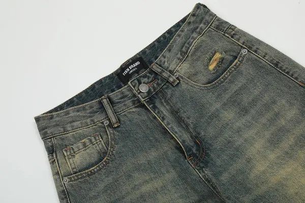VIBE American men's washed distressed loose flared jeans y2k Size US 32 / EU 48 - 3 Thumbnail